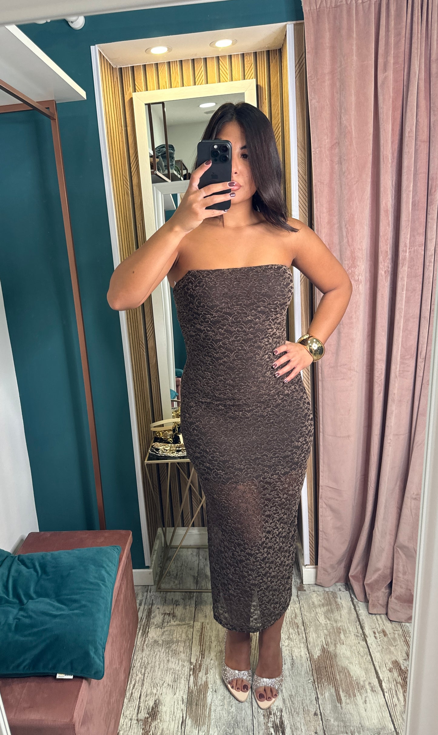 Vestito a fascia marrone