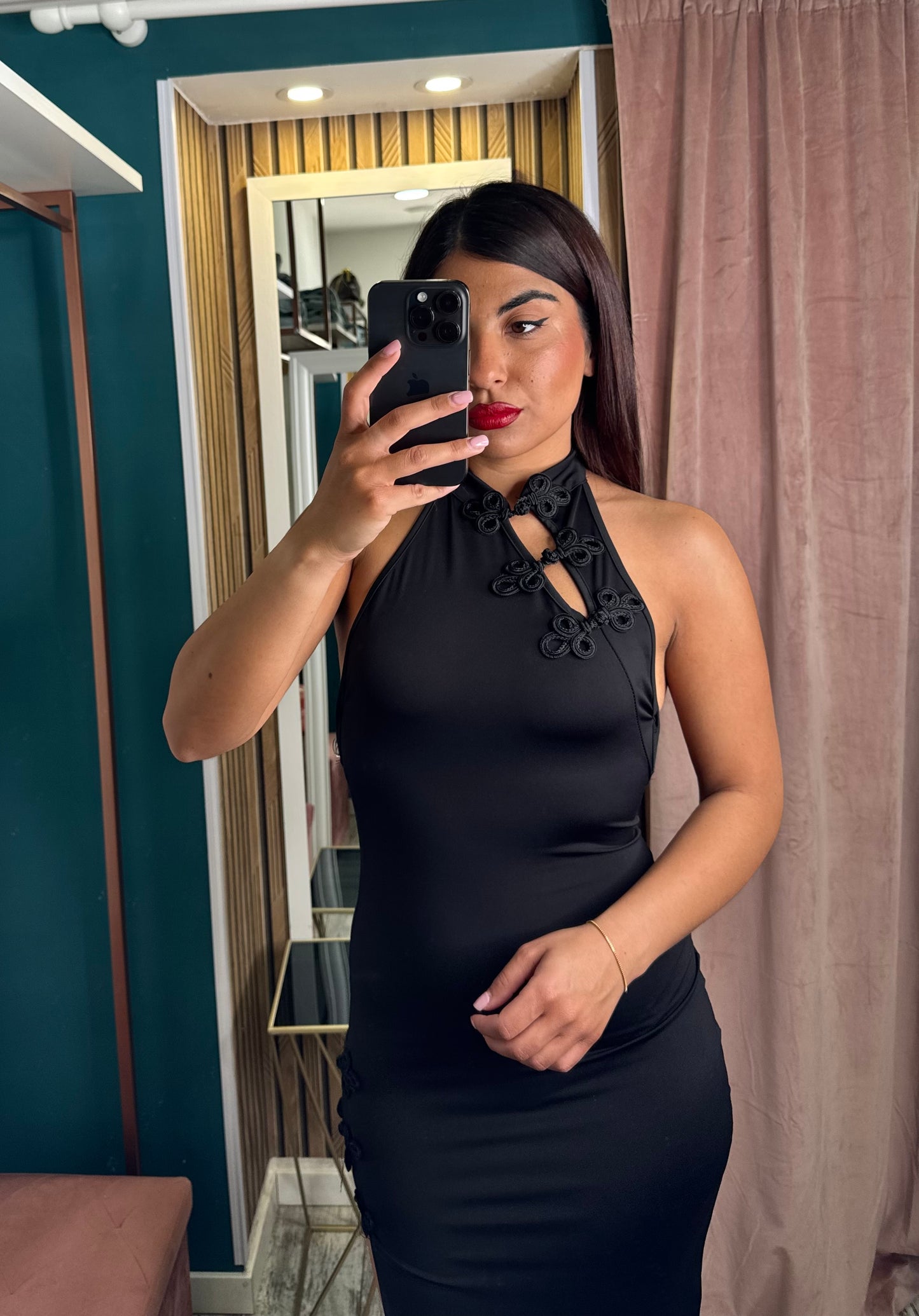 Vestito nero Flores