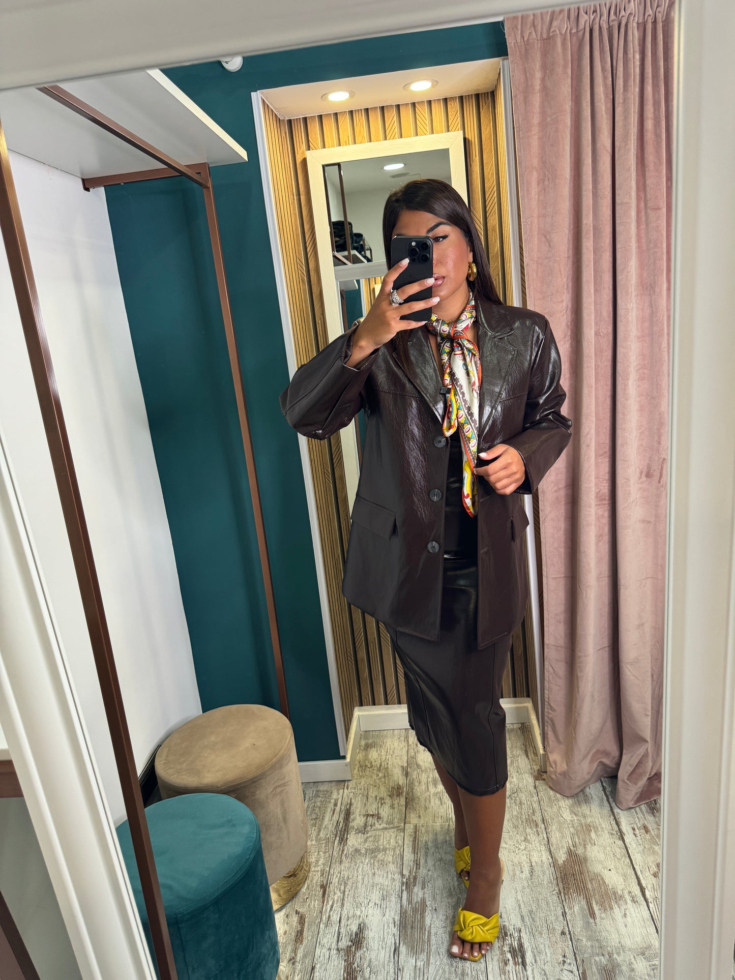 Giacca leather brown