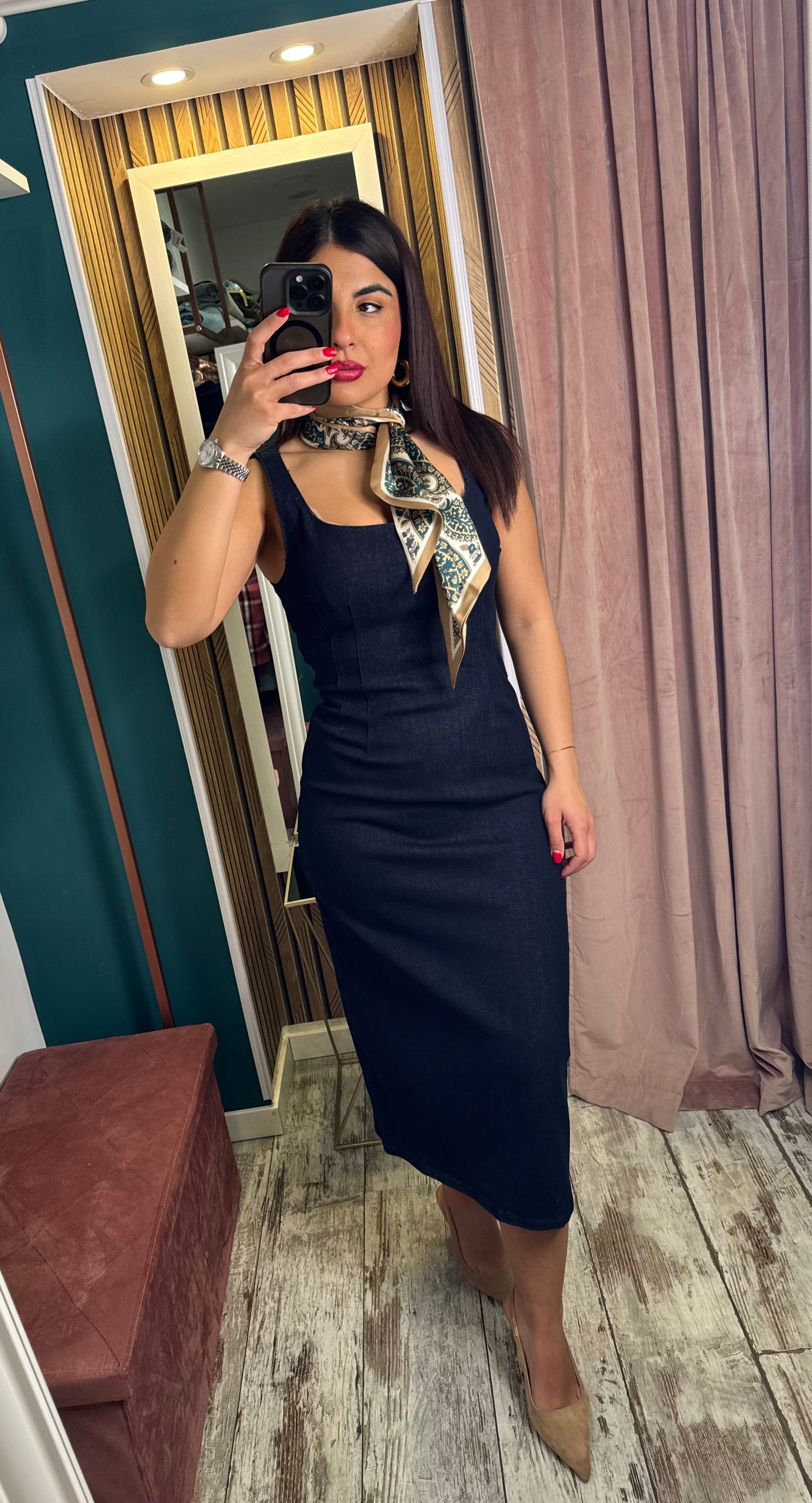 Vestito denim dark blu