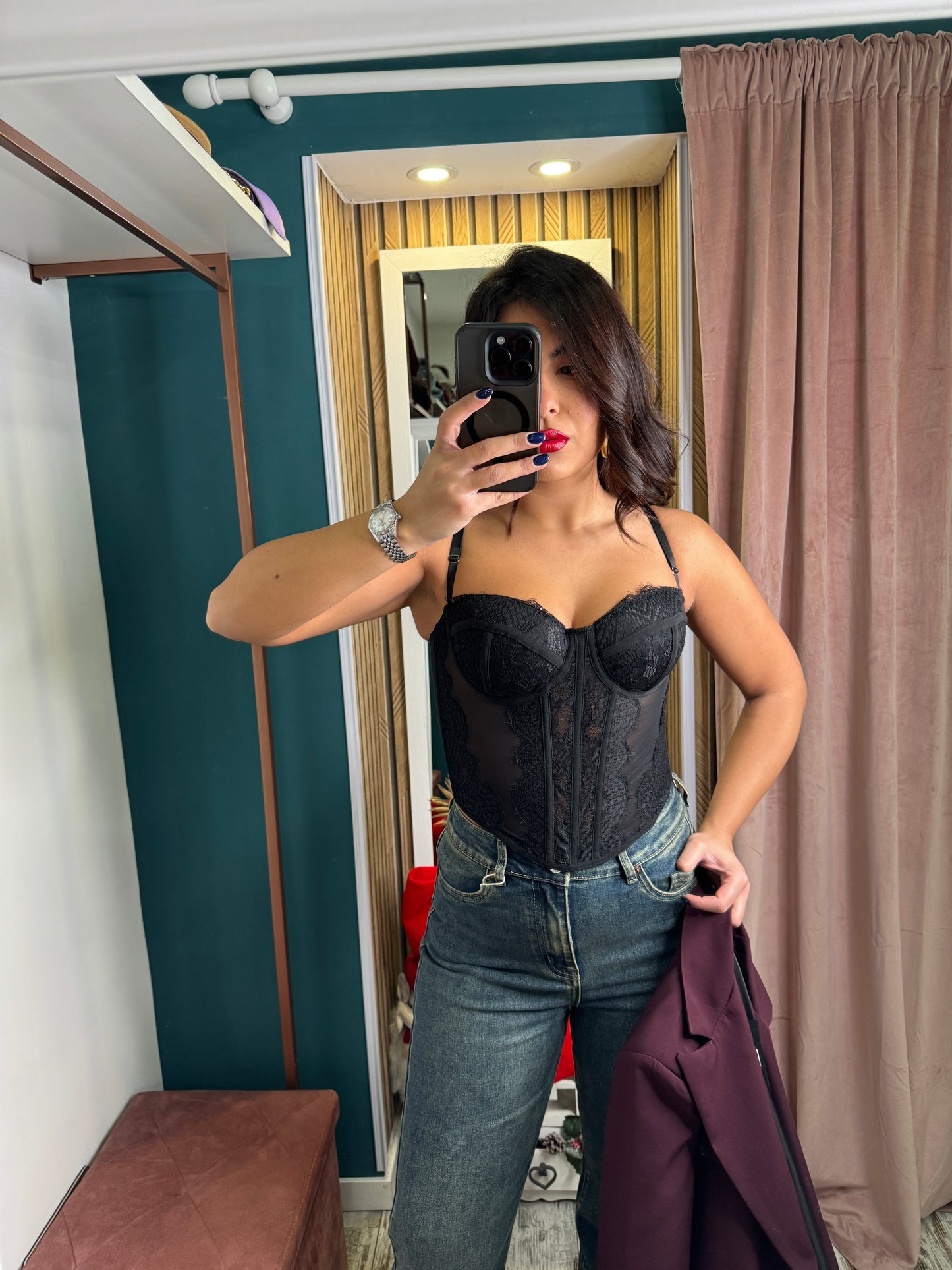 Corsetto nero merletto