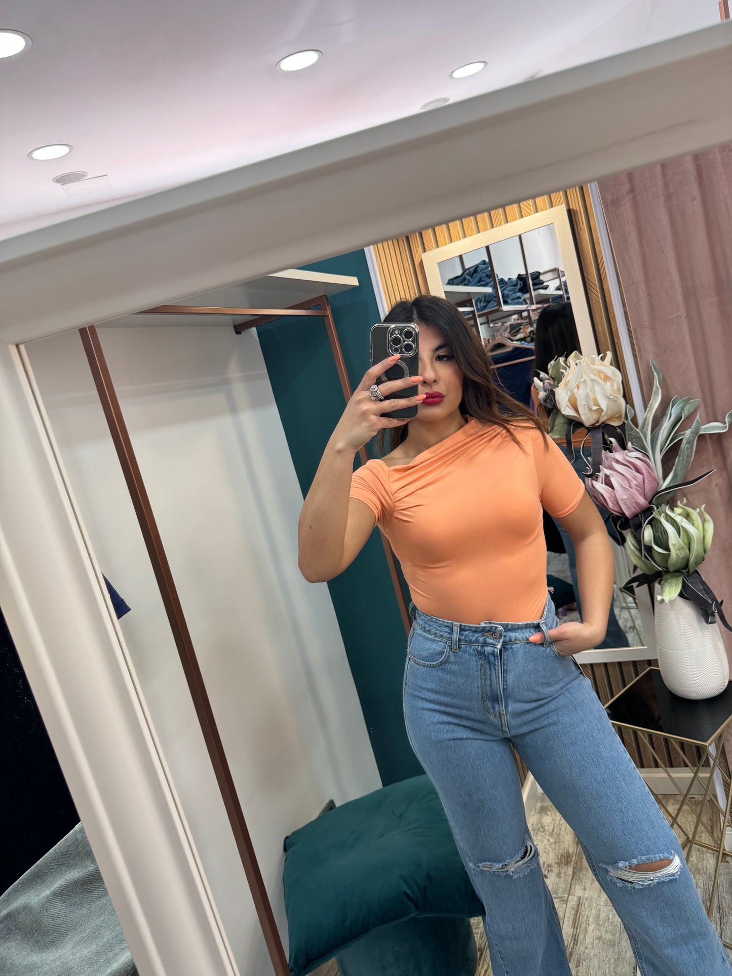 Jeans wideleg strappo