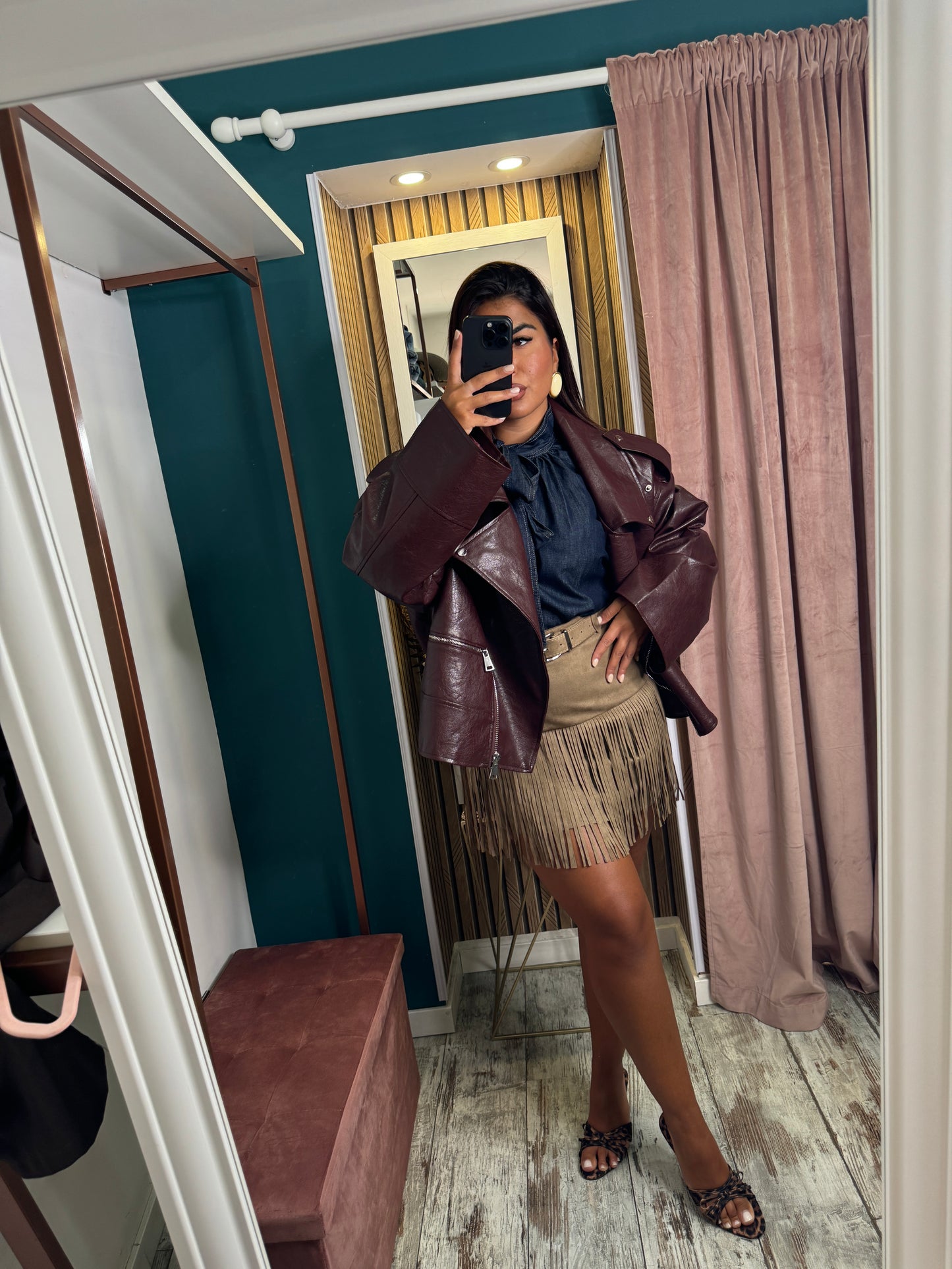 Giacca ecopelle bordeaux