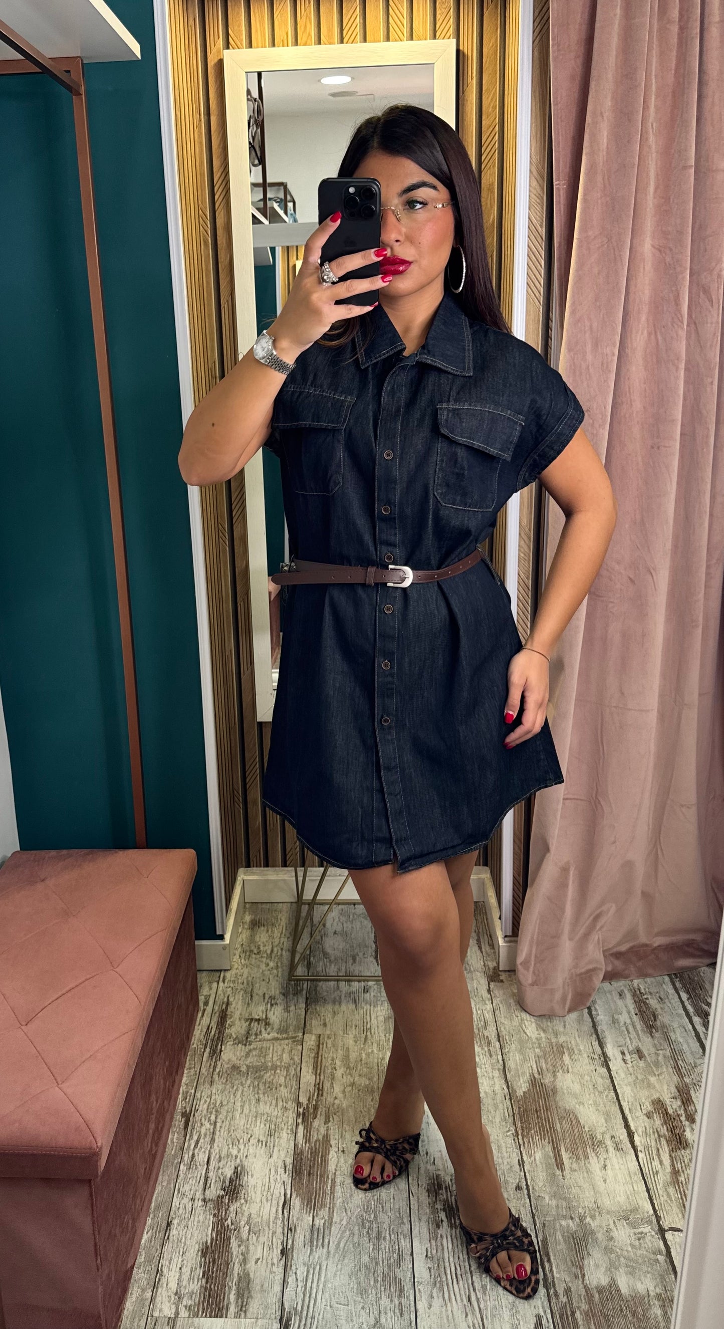 Vestito corto denim blu