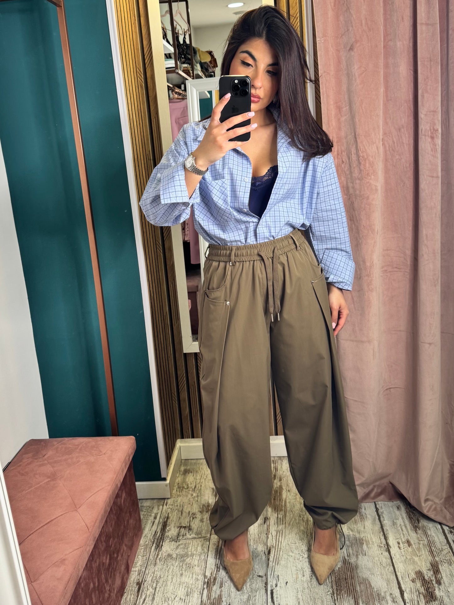 Camicia quadretti azzurra