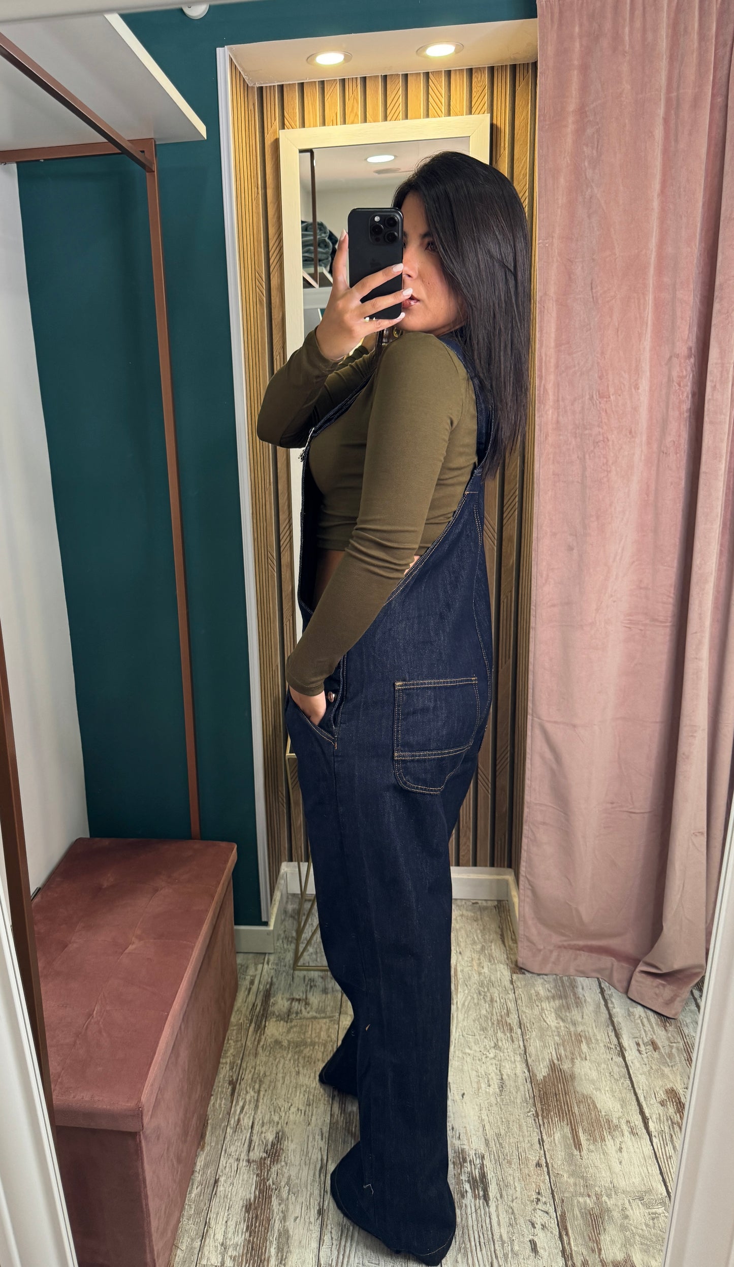 Salopette denim scuro