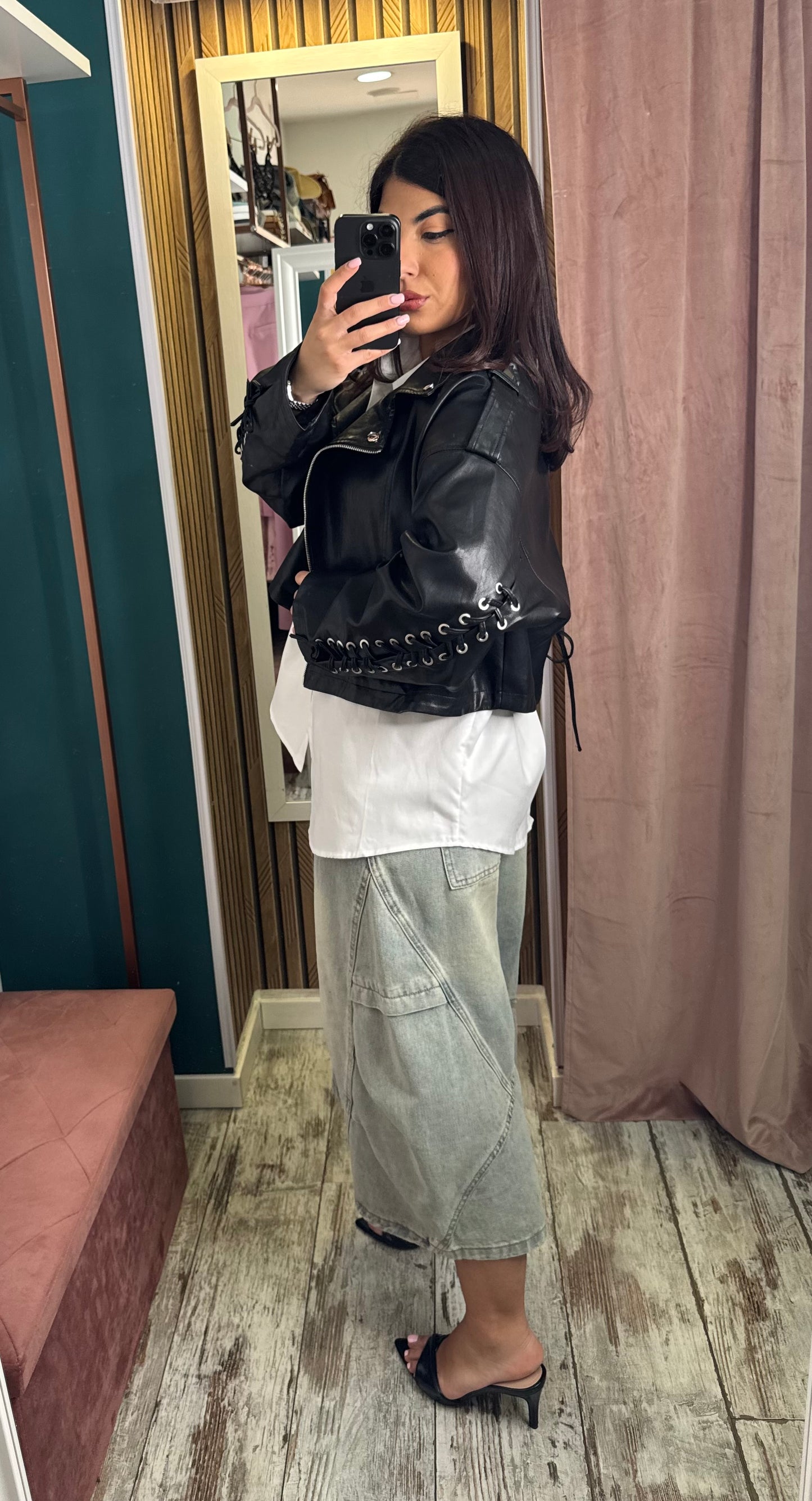 Giubbino ecopelle black