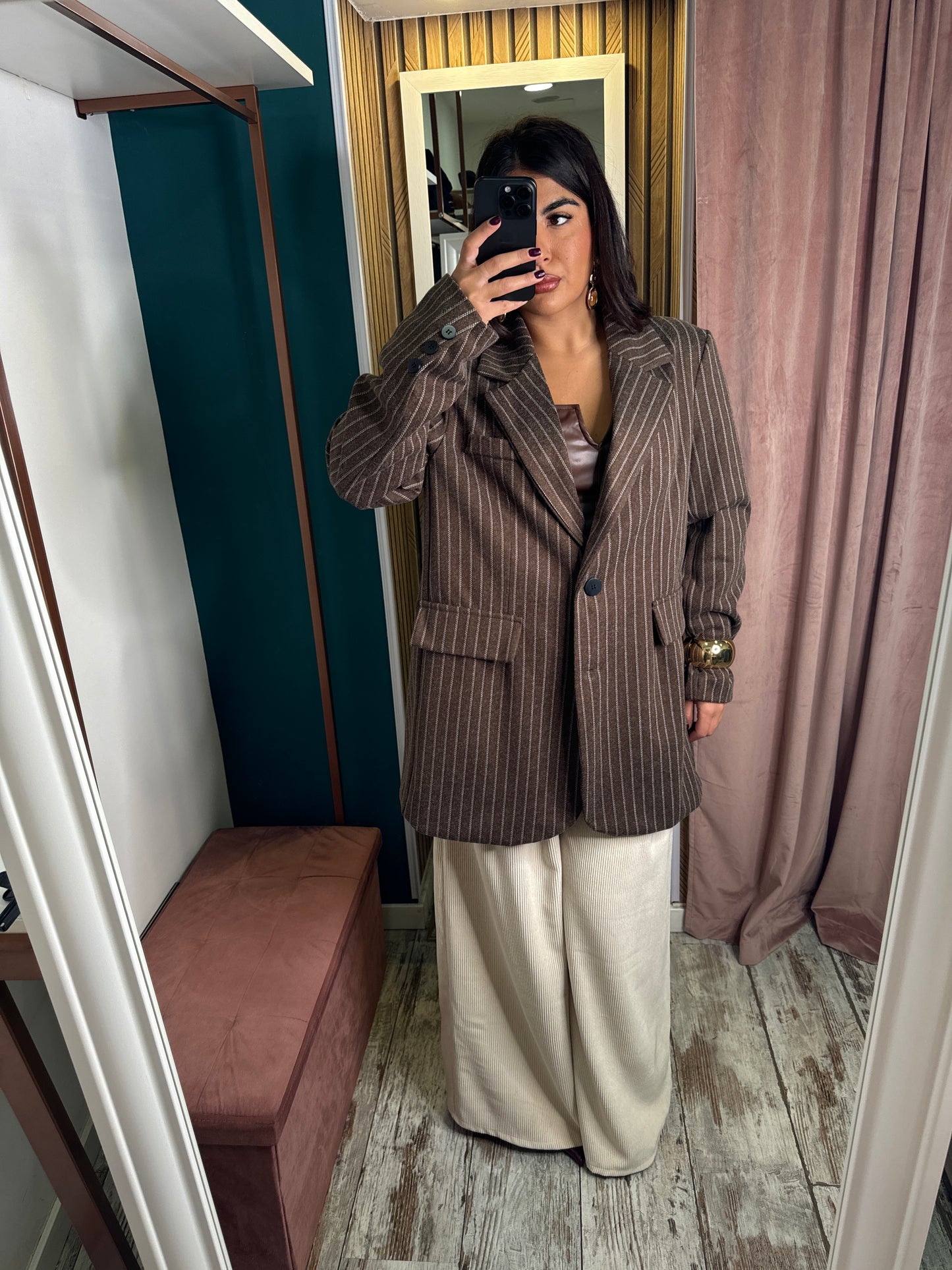 Cappotto corto over gessato