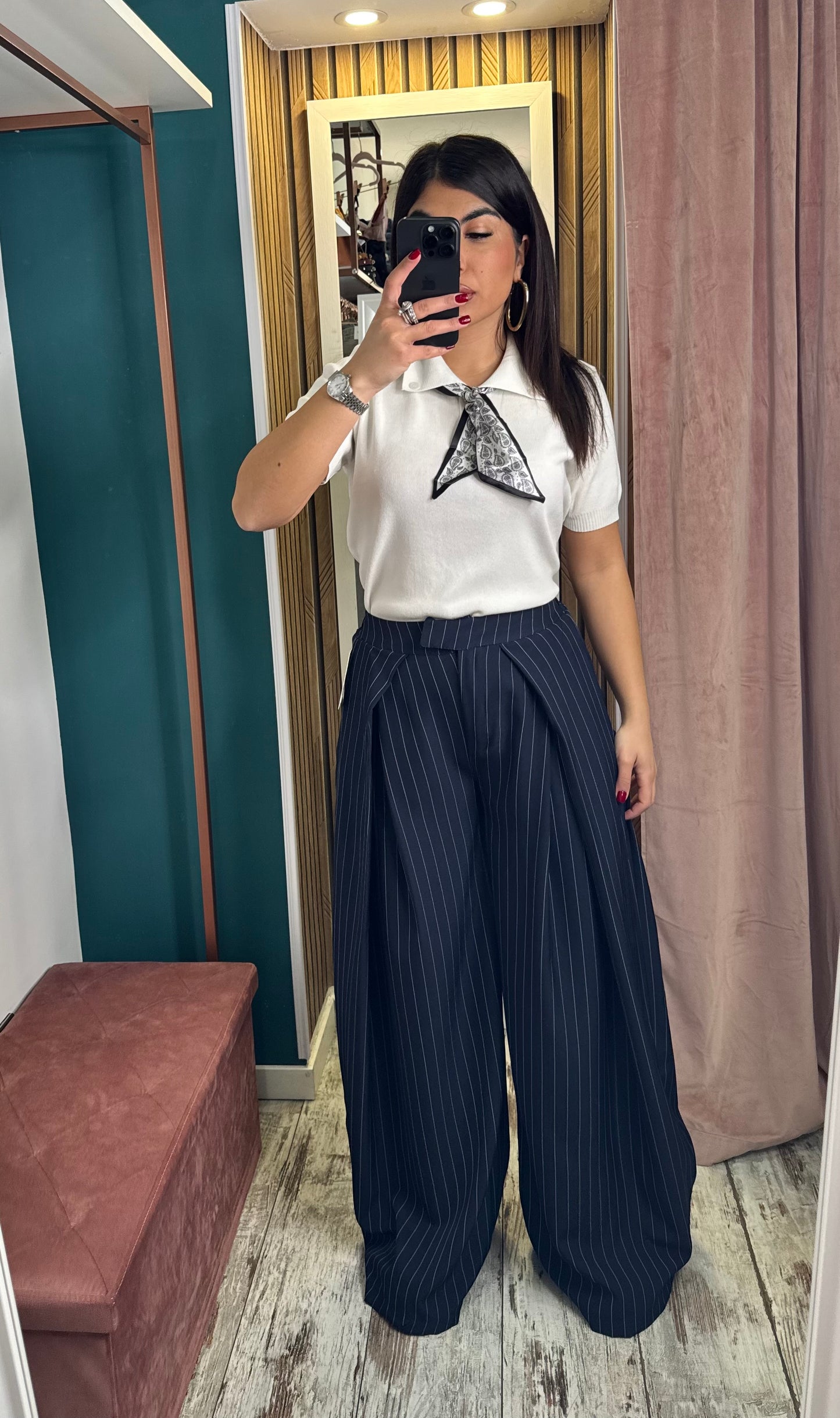 Pantaloni gessati blu