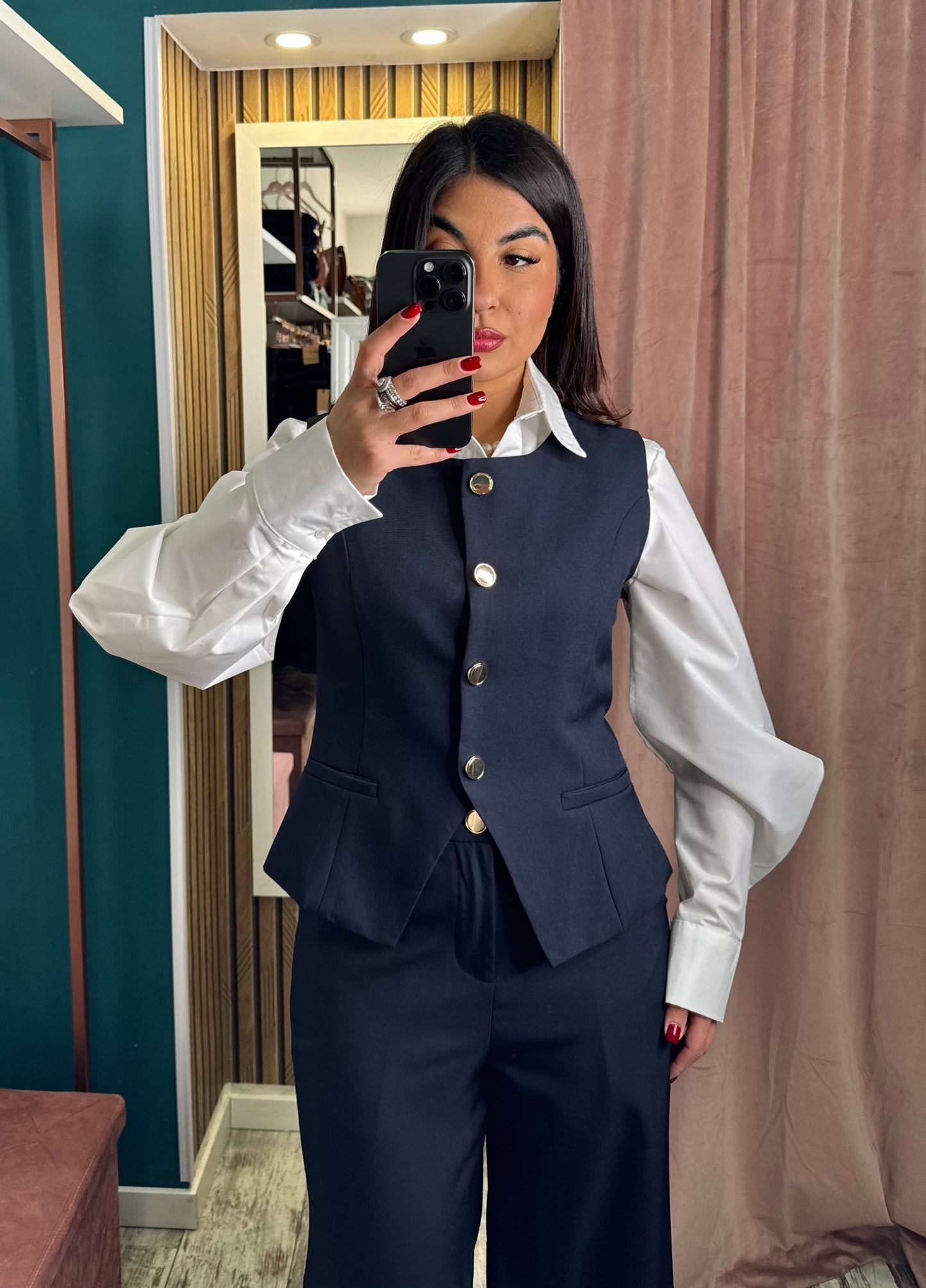 Coordinato blu gilet e pant