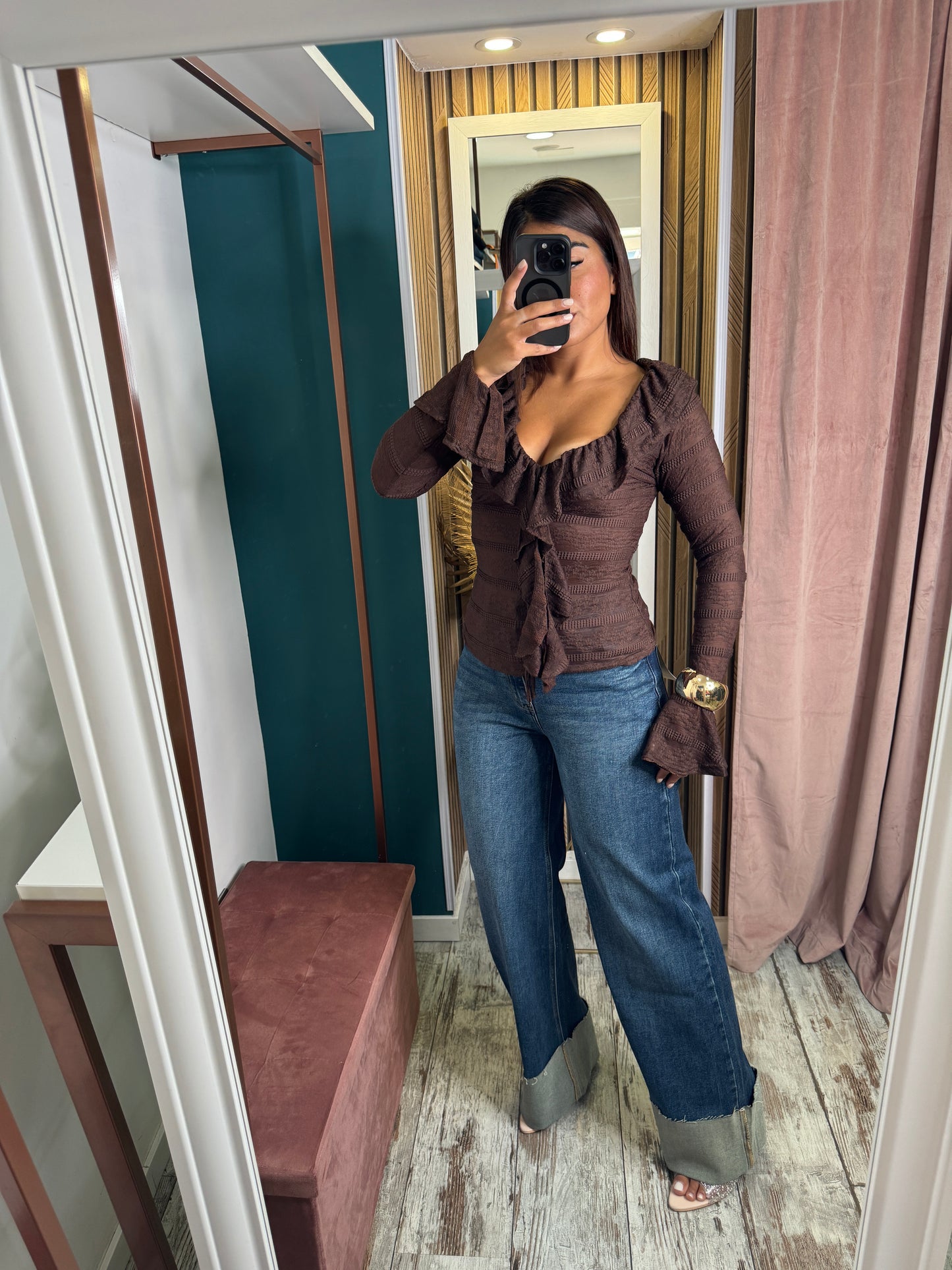 Jeans wide leg piegone