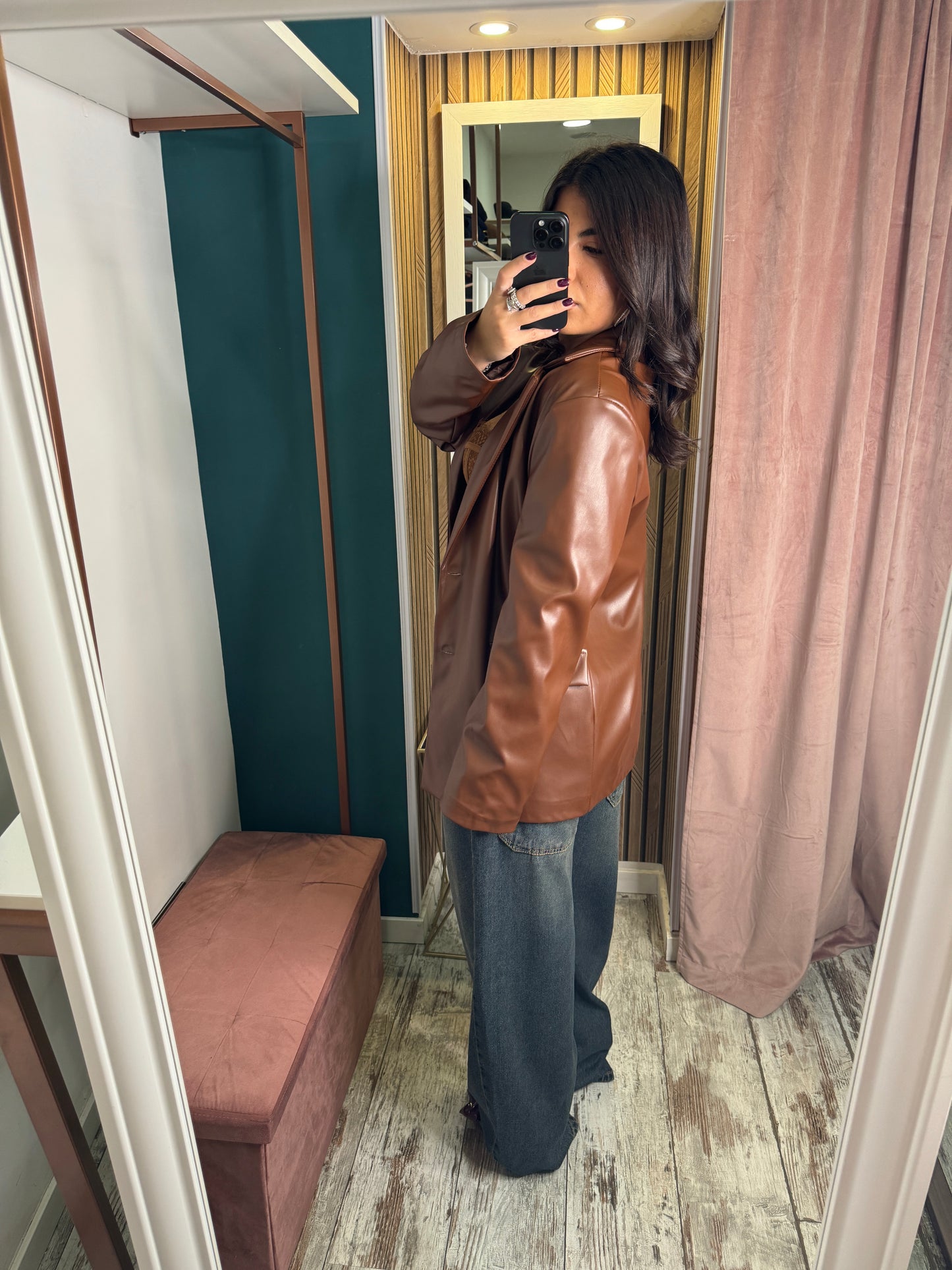 Giacca ecopelle camel