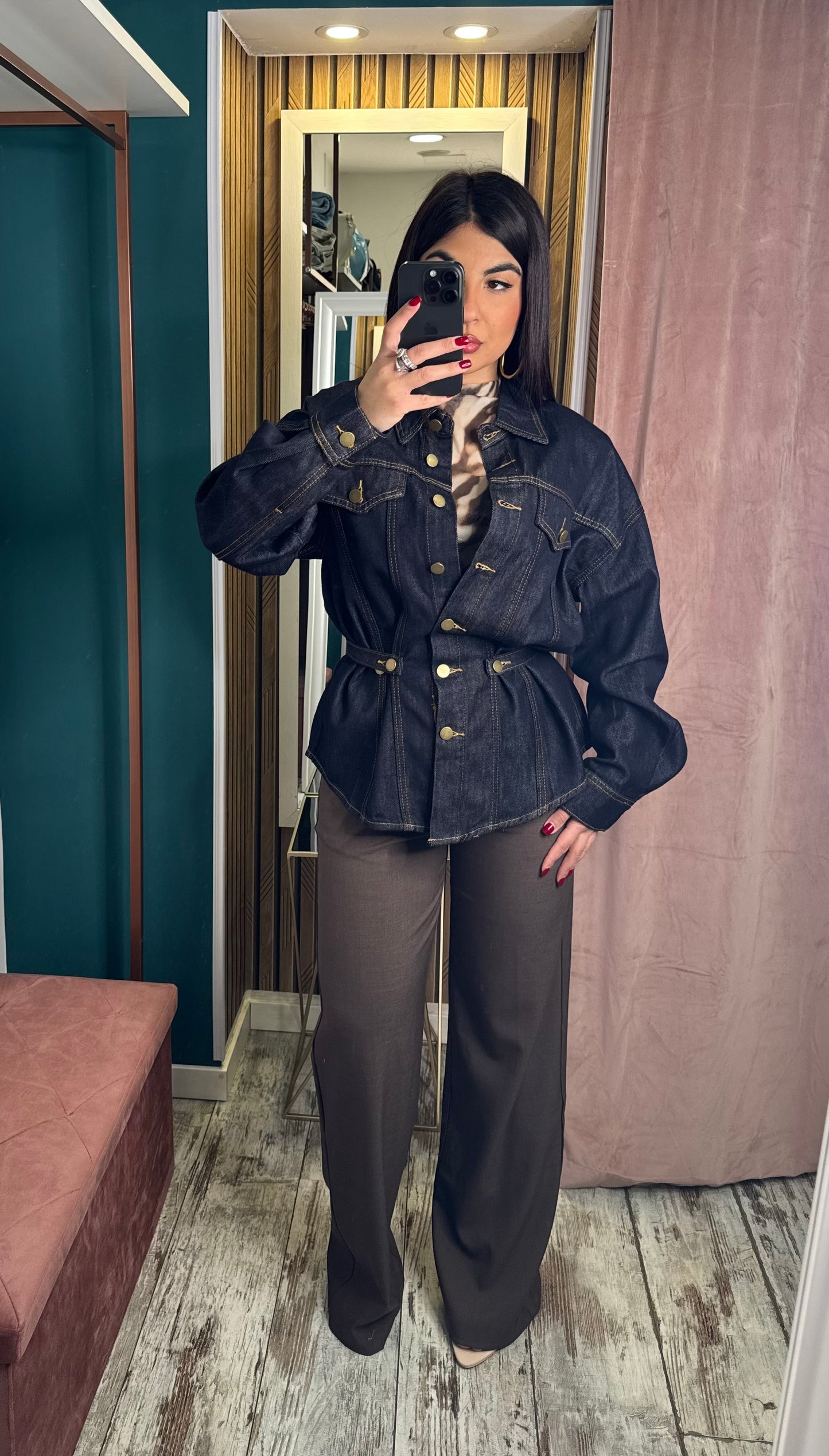 Camicia giacca denim blu