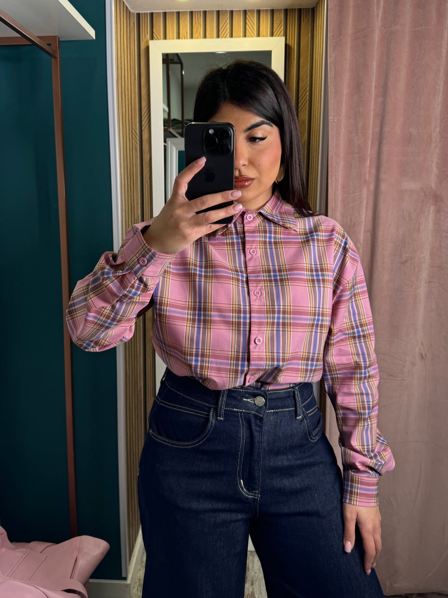Camicia quadretti rosa