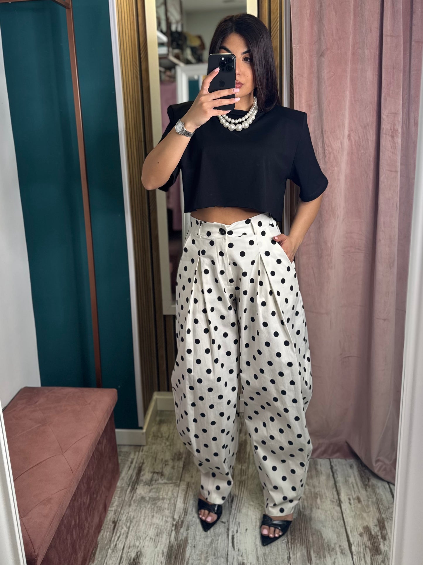 T-shirt crop nera