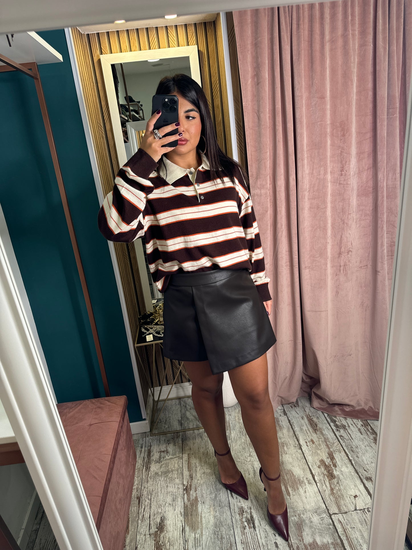 Mini shorts pelle brown