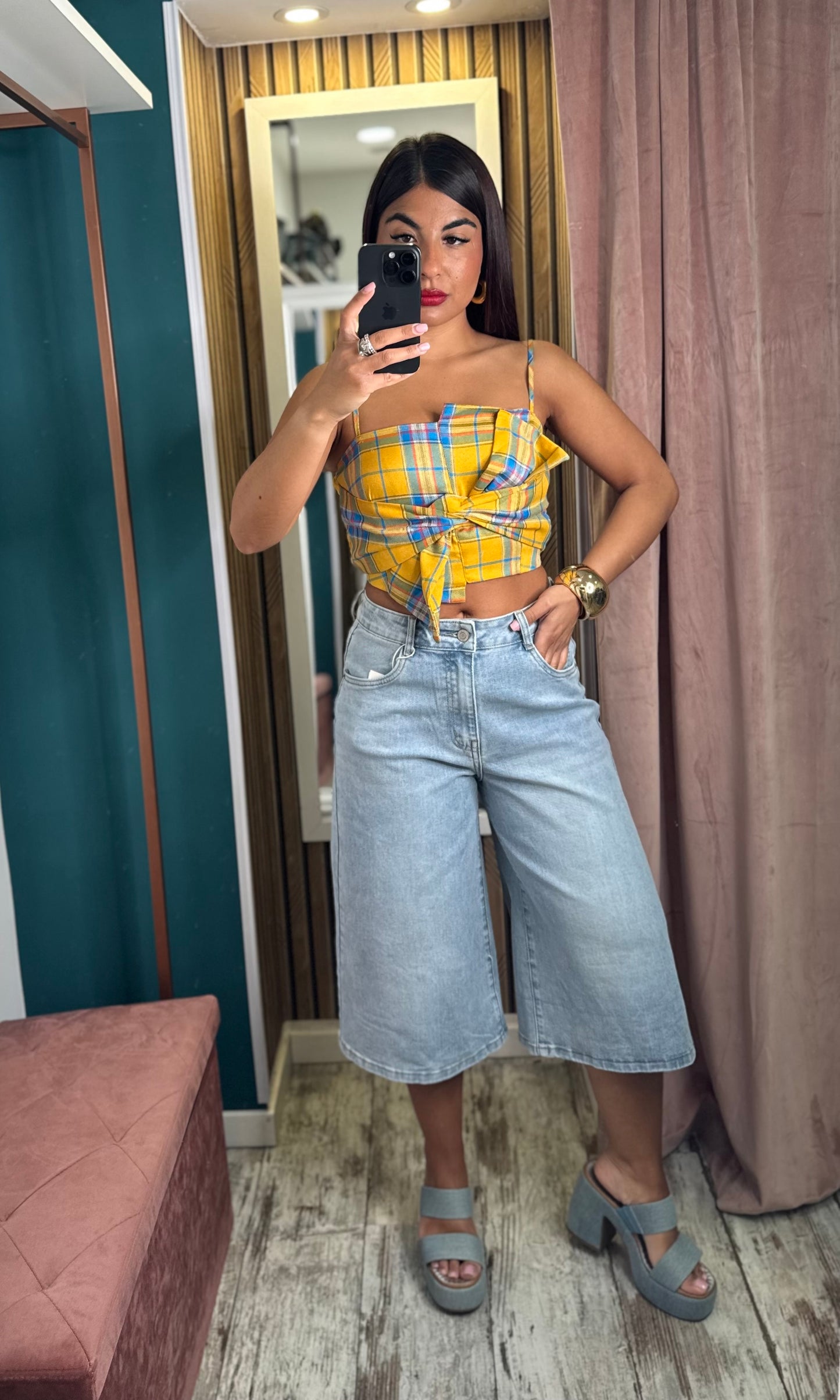 Top quadretti Yellow