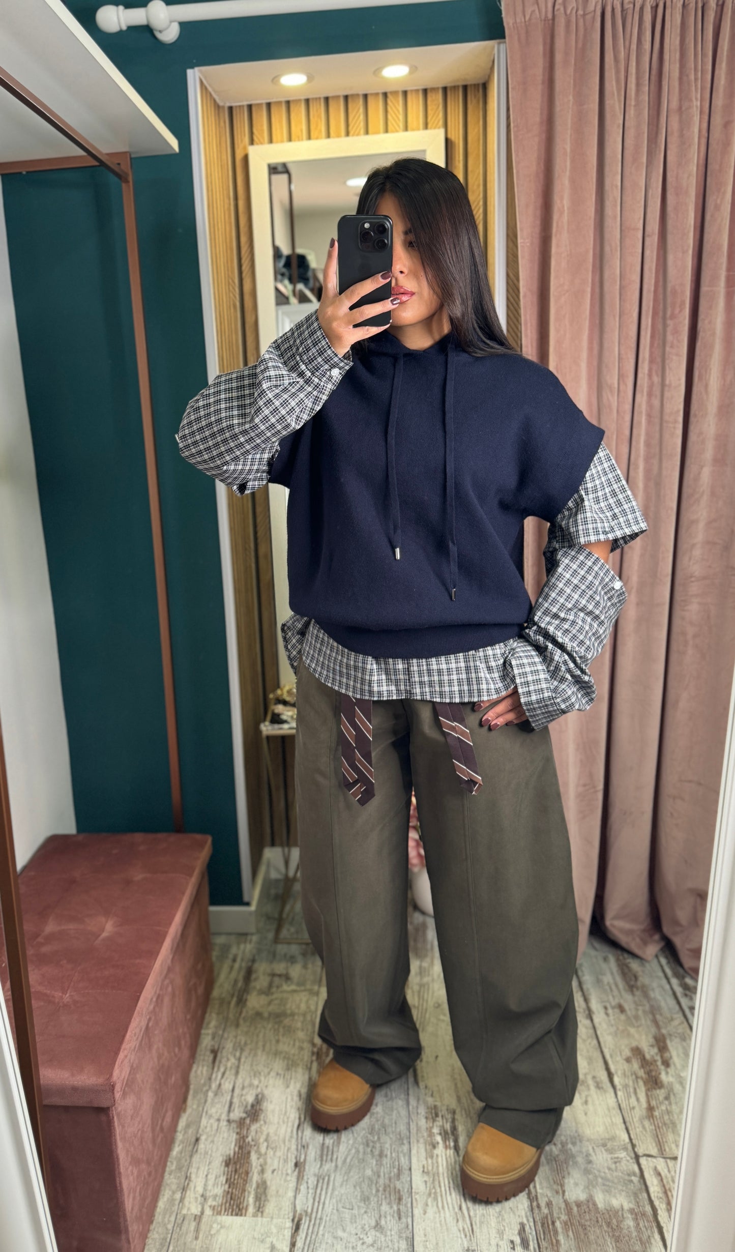 Camicia quadretti nera