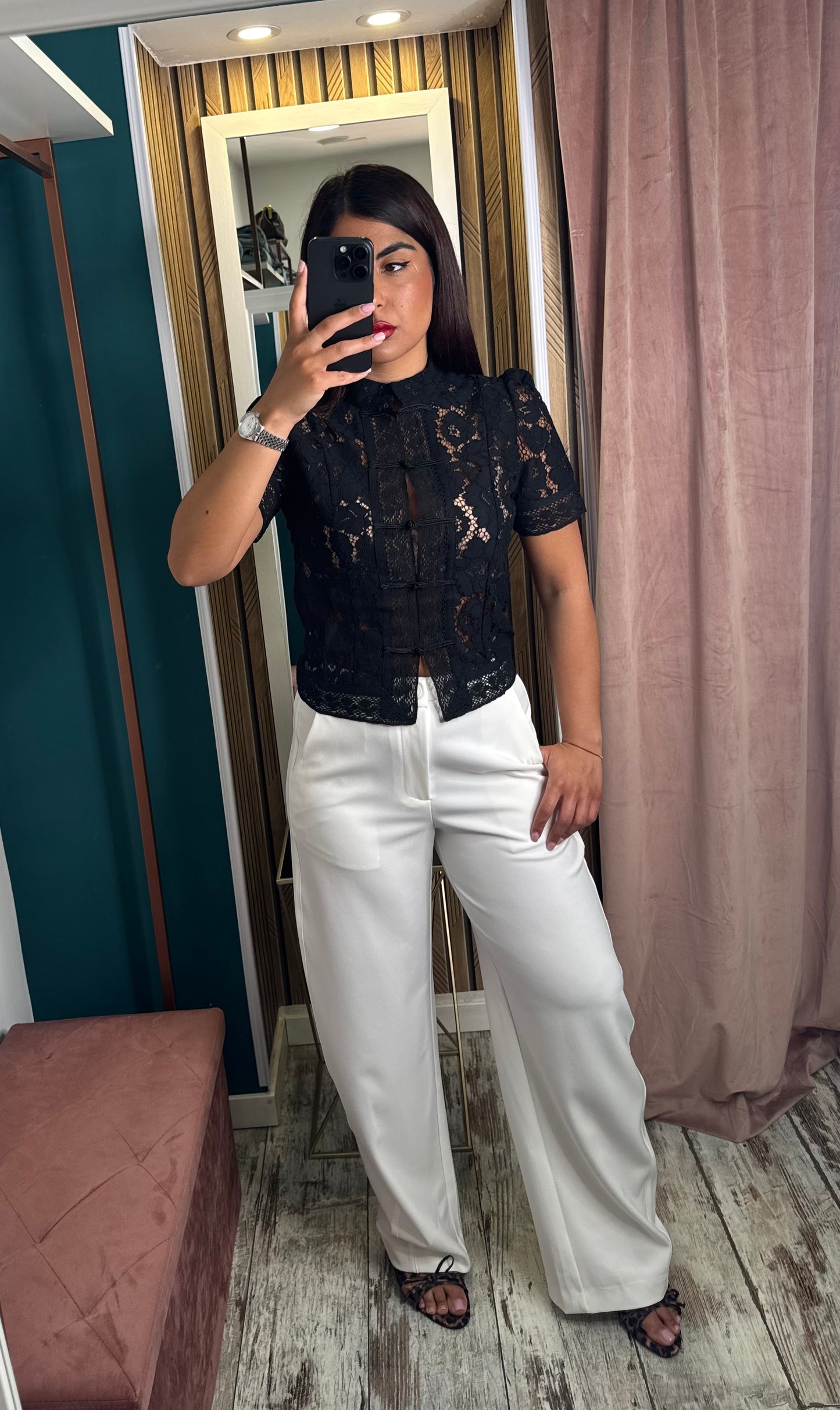 Top nero merletto japan