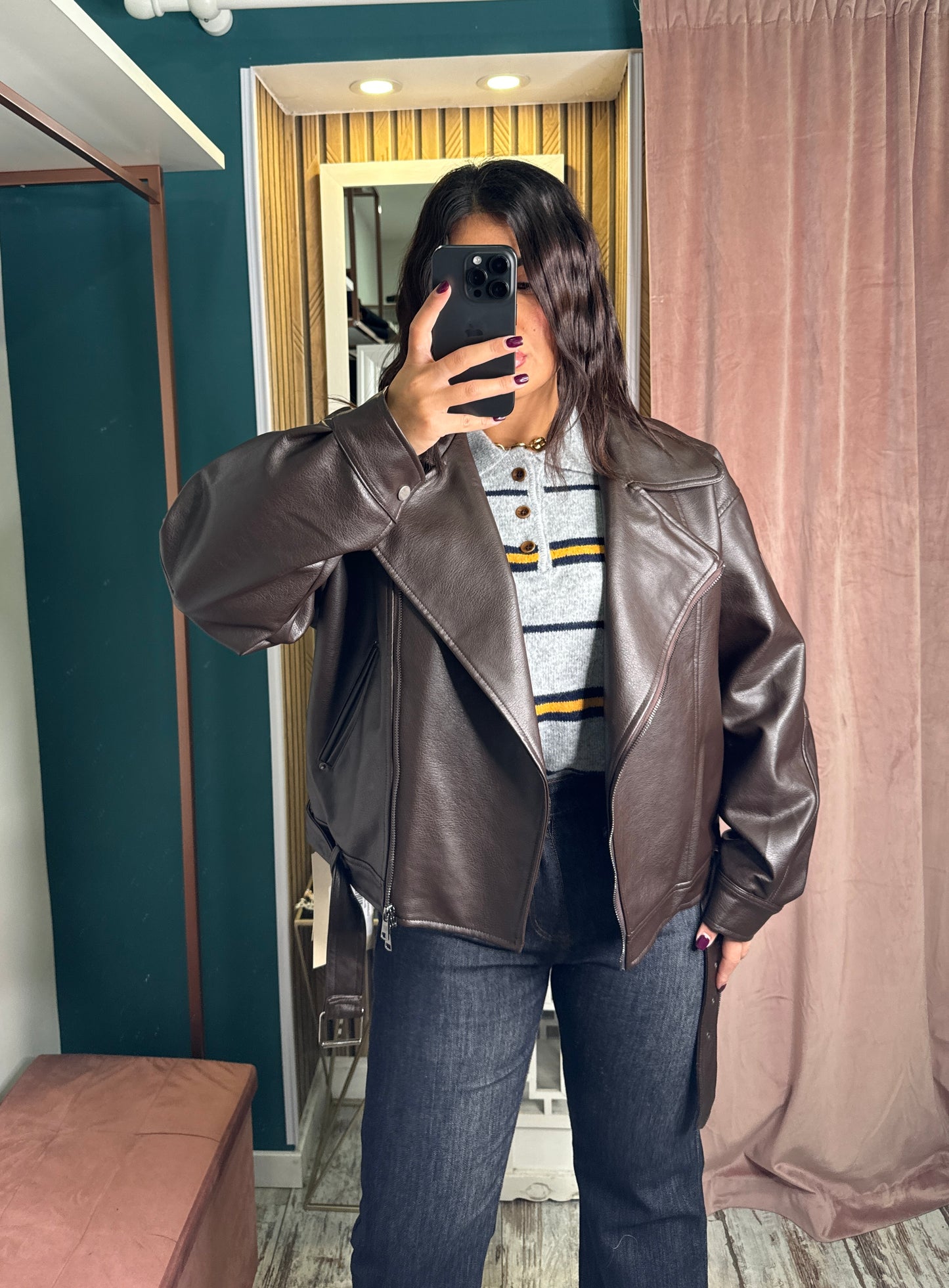 Pullover righe grigio