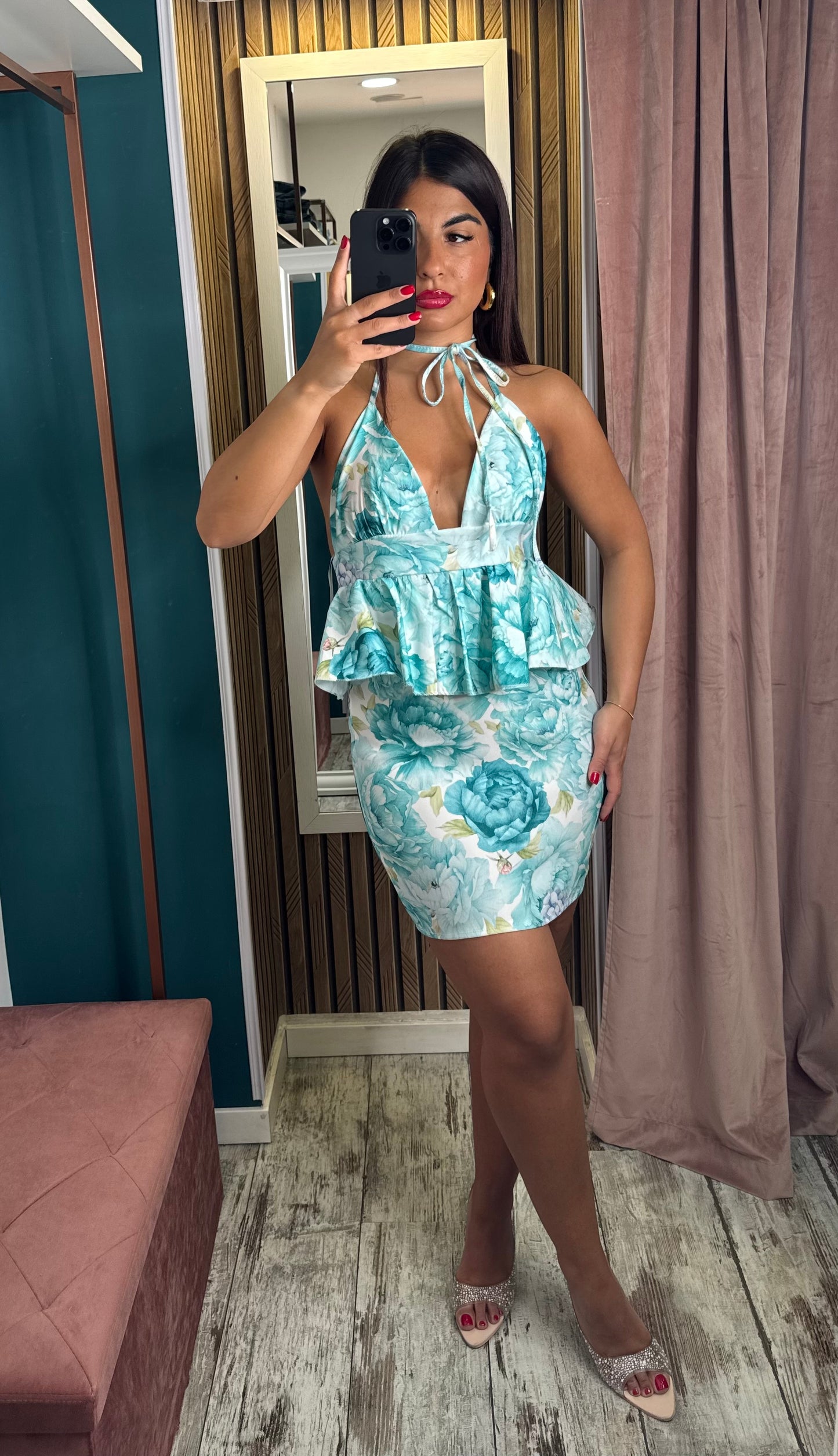 Vestito corto turchese