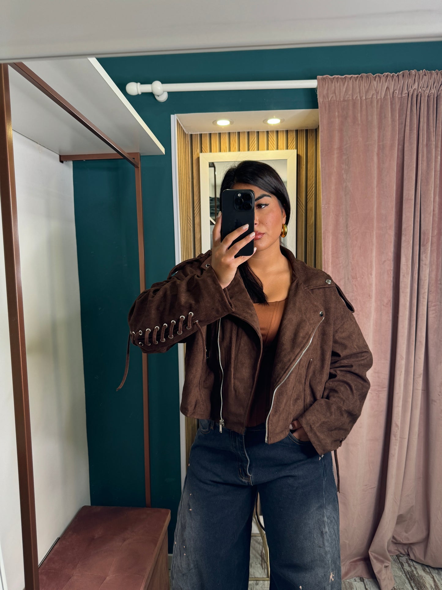 Giacca scamosciata stringhe