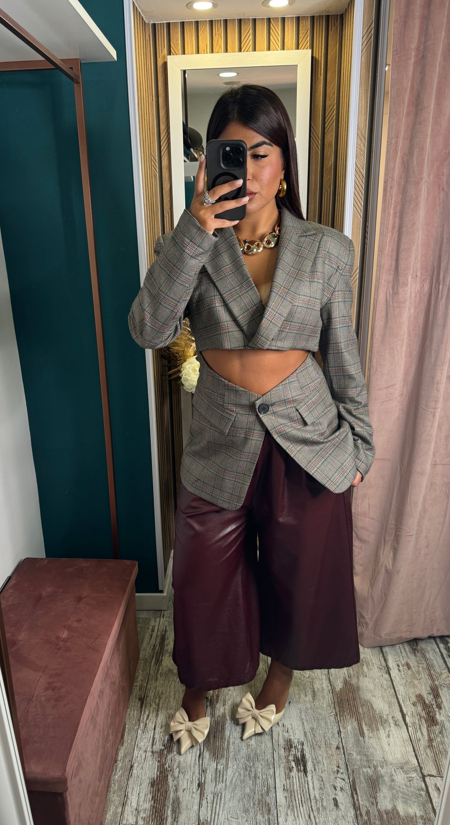 Pantaloni 7/8 pelle