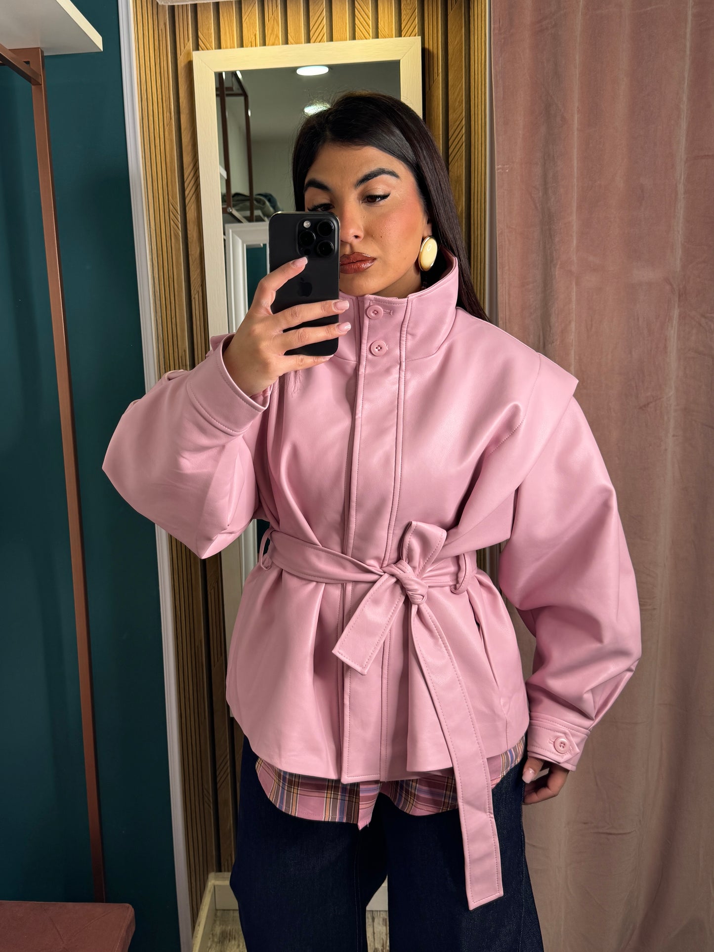 Giubbino ecopelle rosa