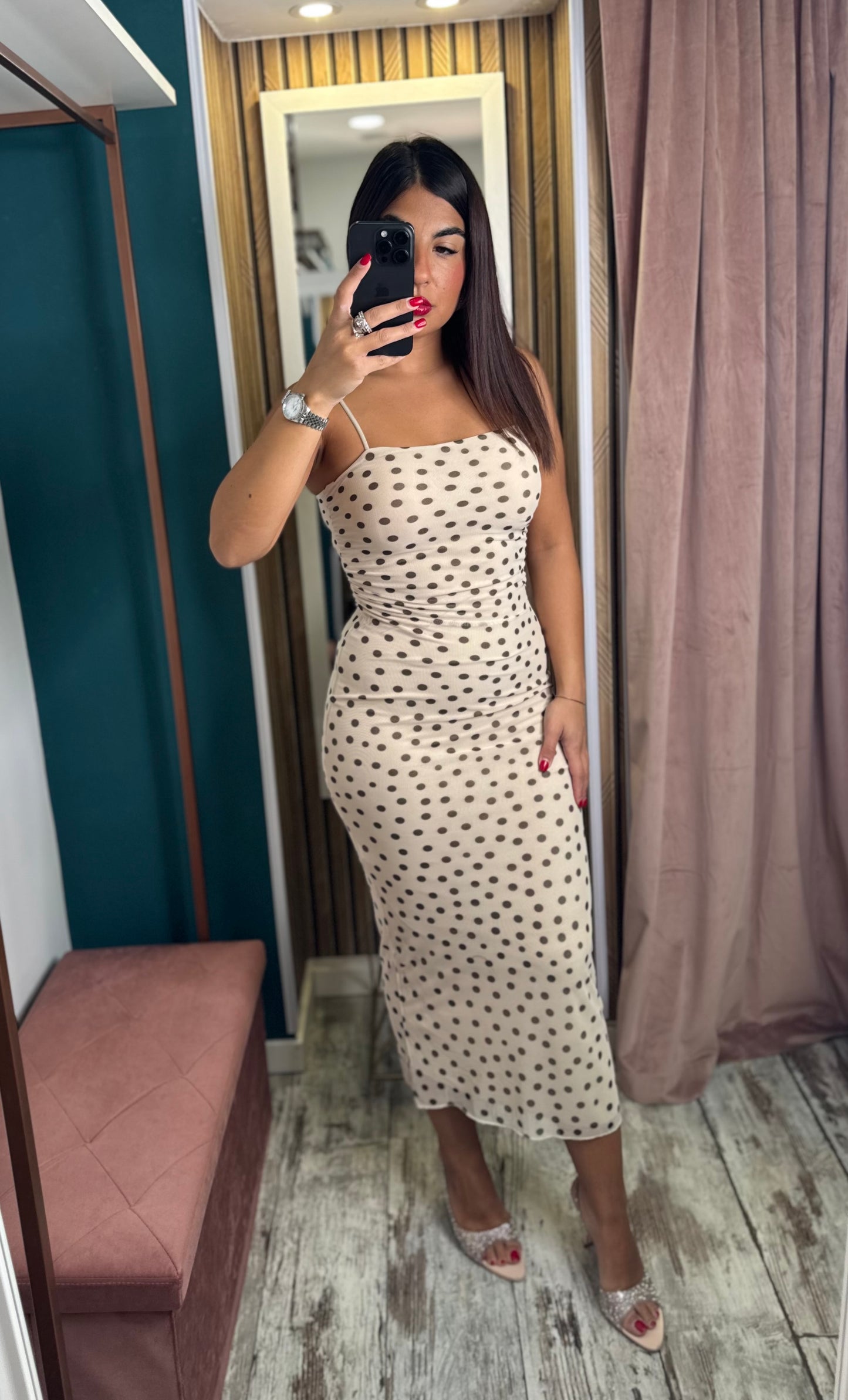 Vestito cream pois