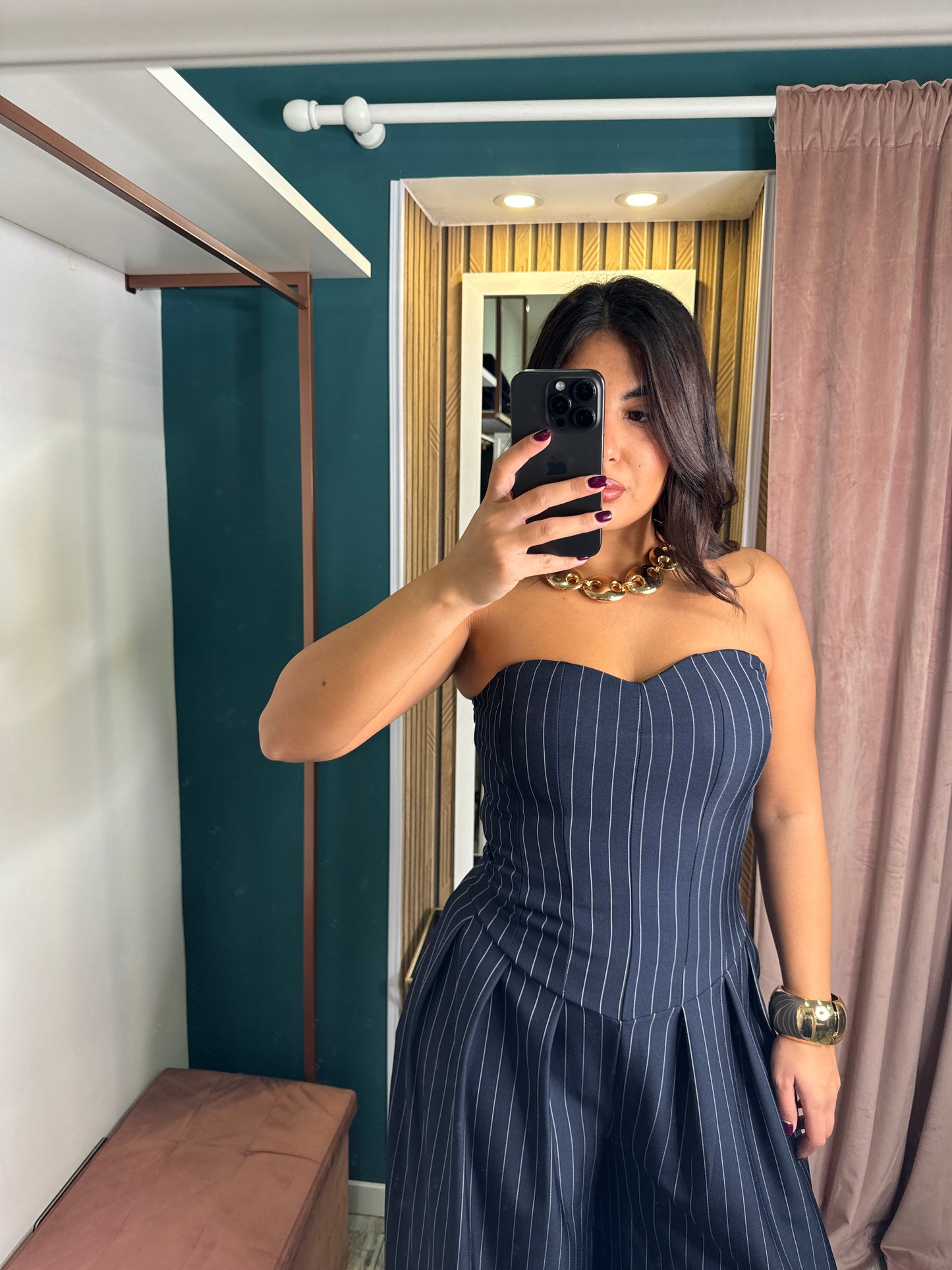 Tuta intera gessata blu