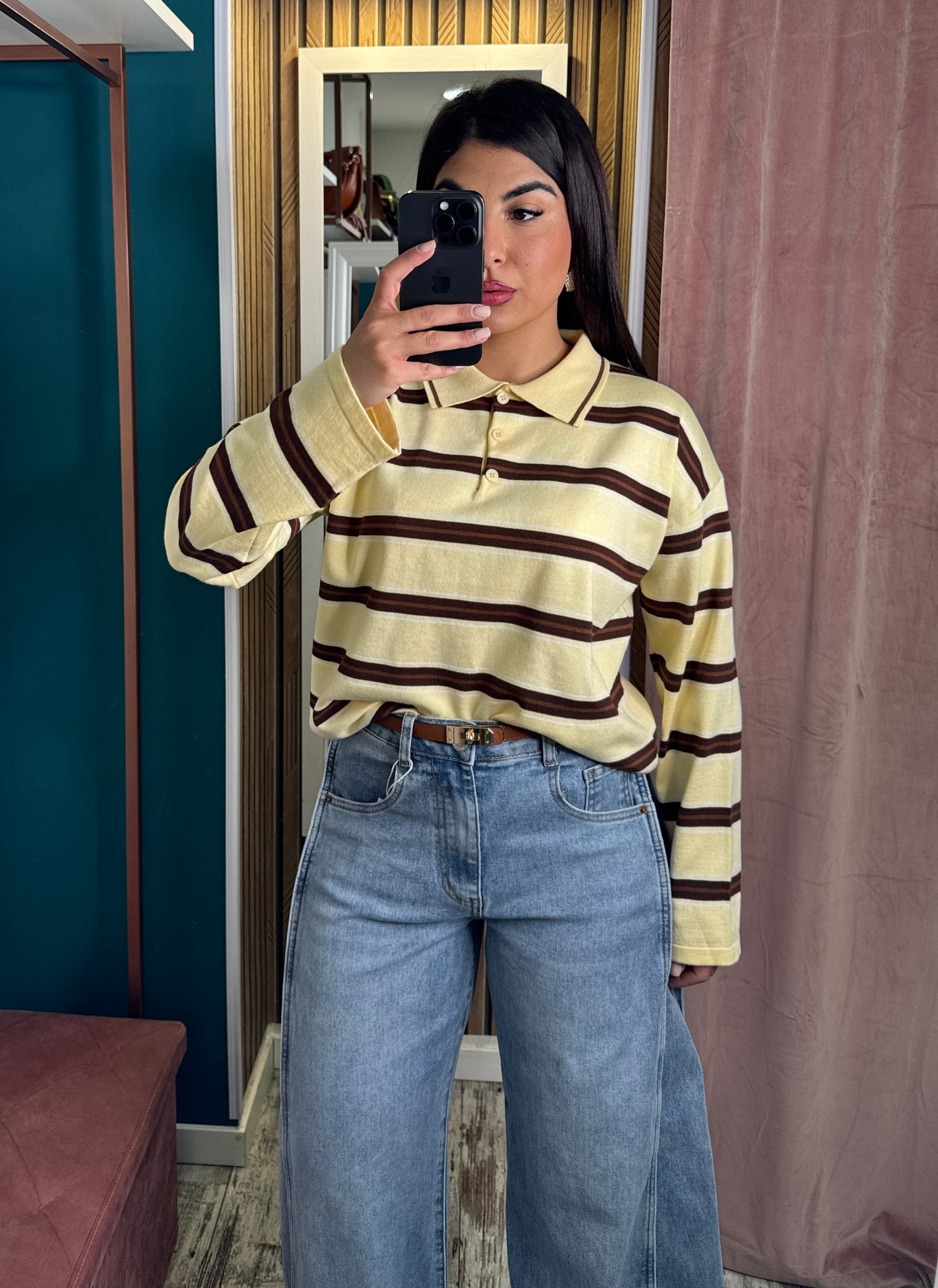 Polo filo righe Yellow