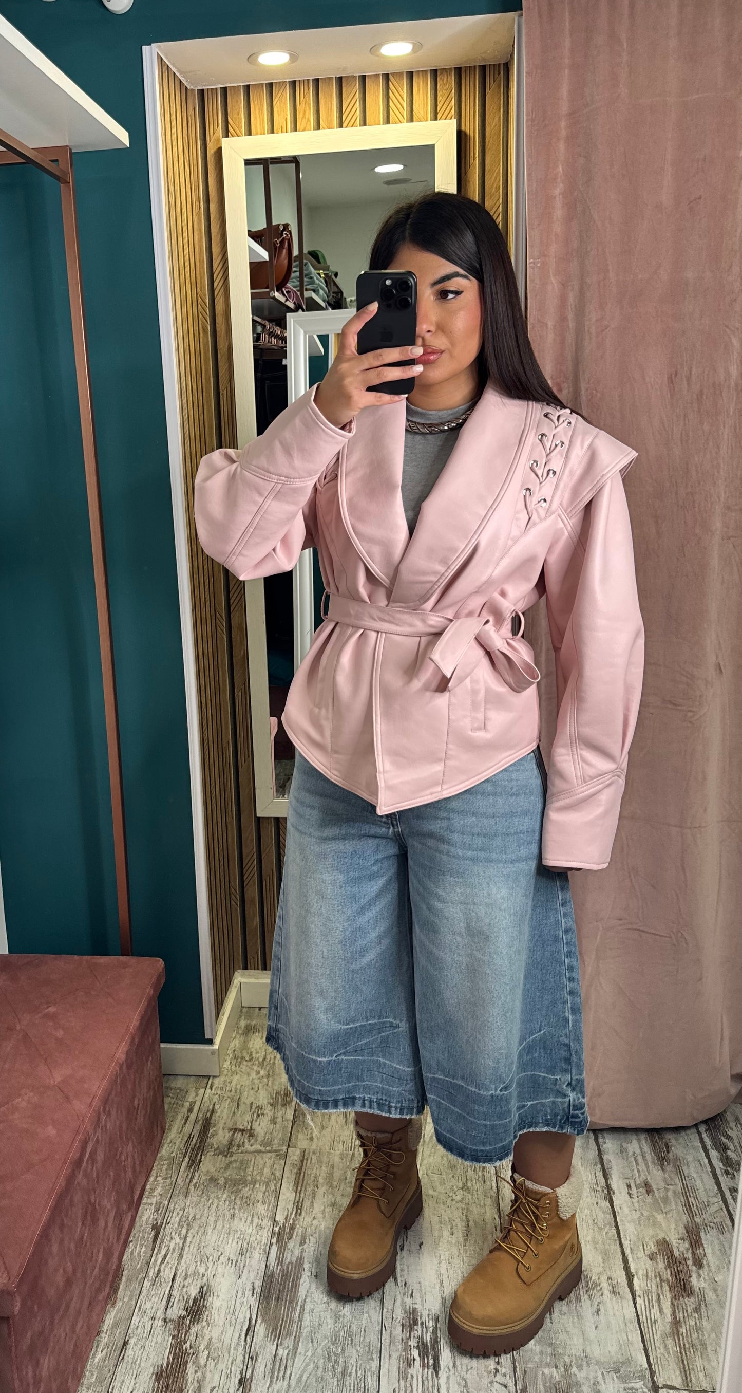 Giacca ecopelle Pink