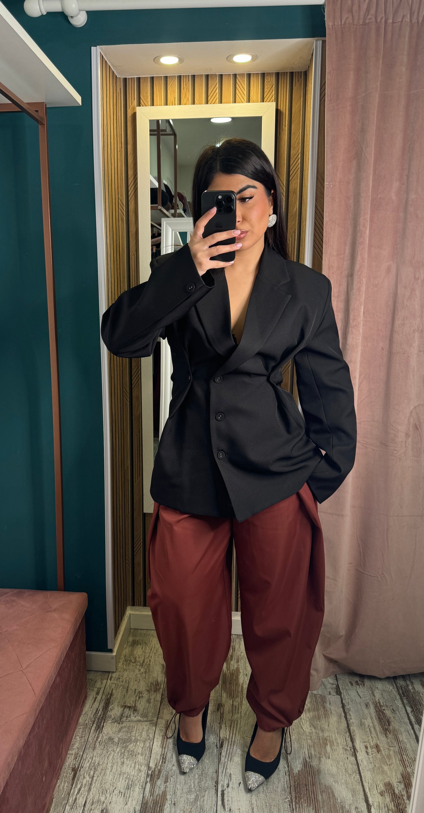 Pantaloni parachute coccio