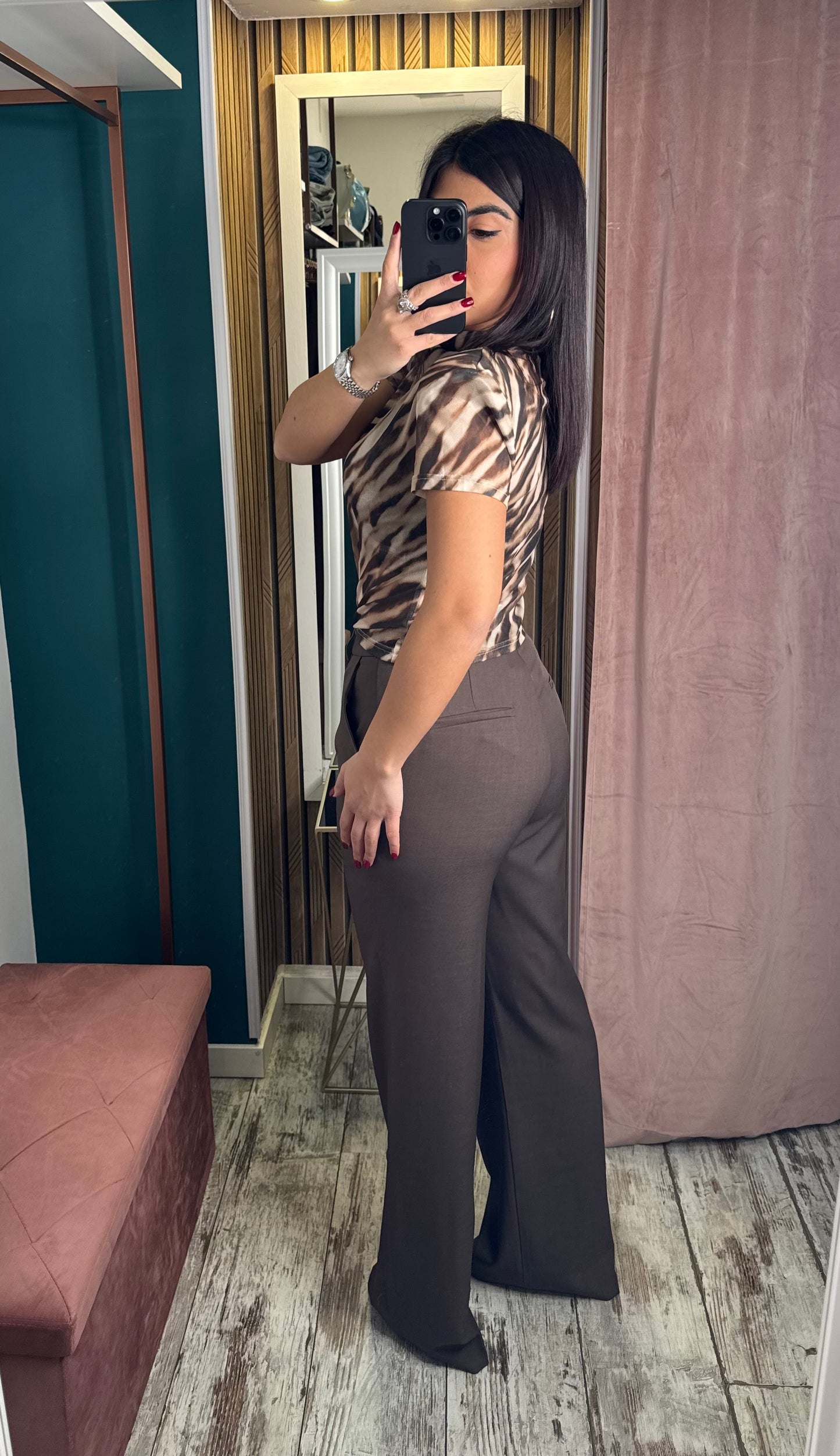 Pantaloni vita alta choco