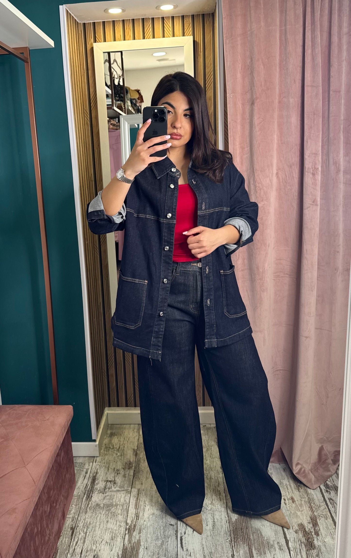 Camicia over denim blu