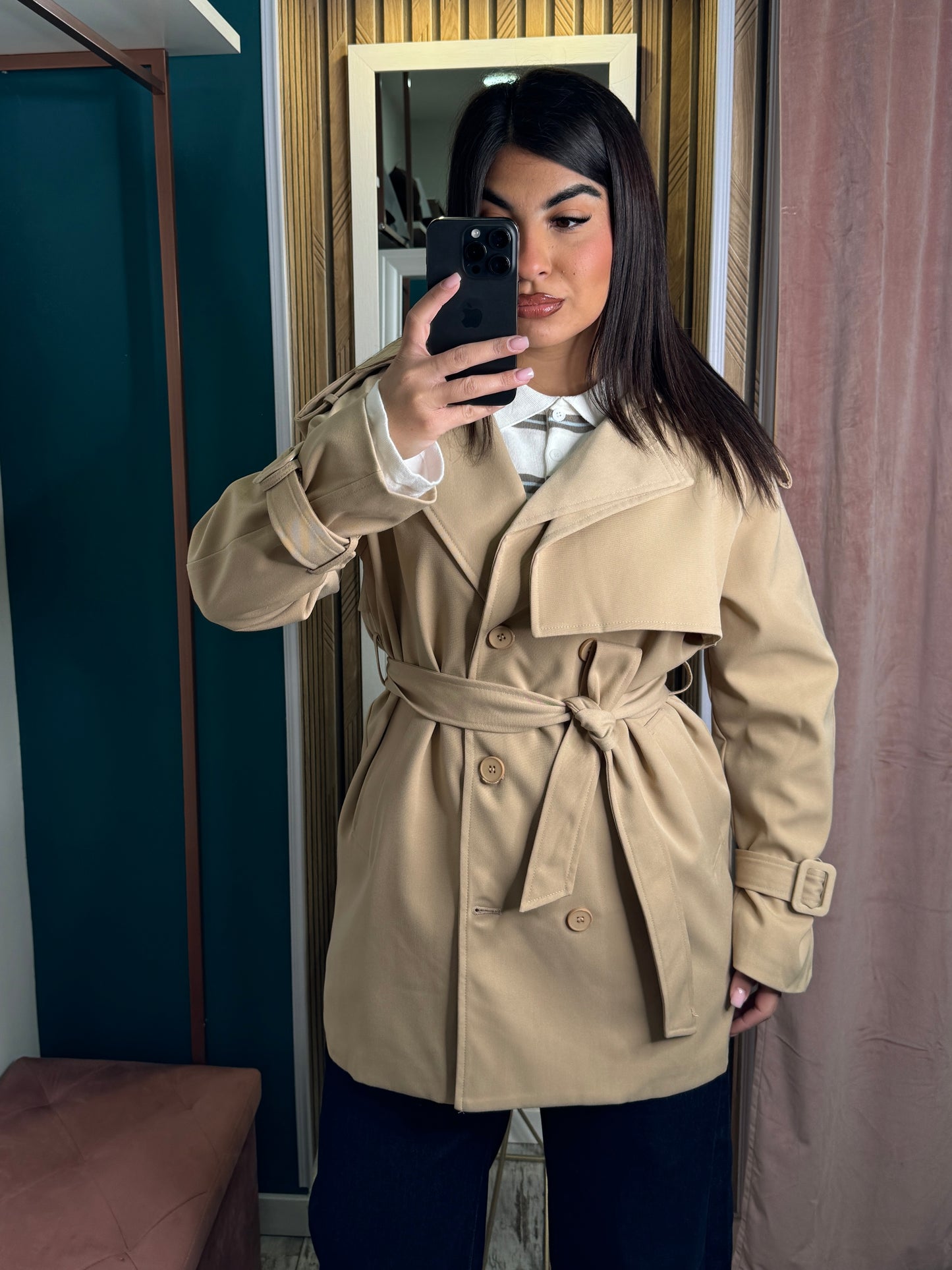 Trench corto beige