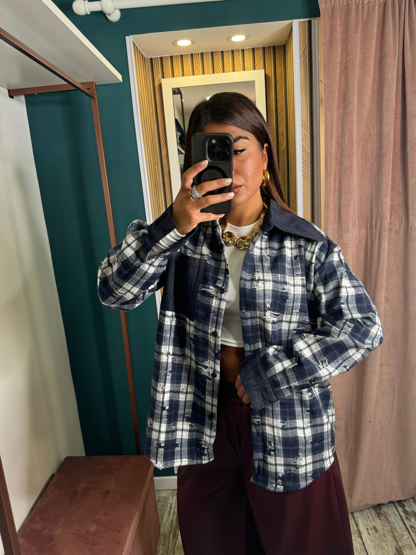 Camicia quadretti denim