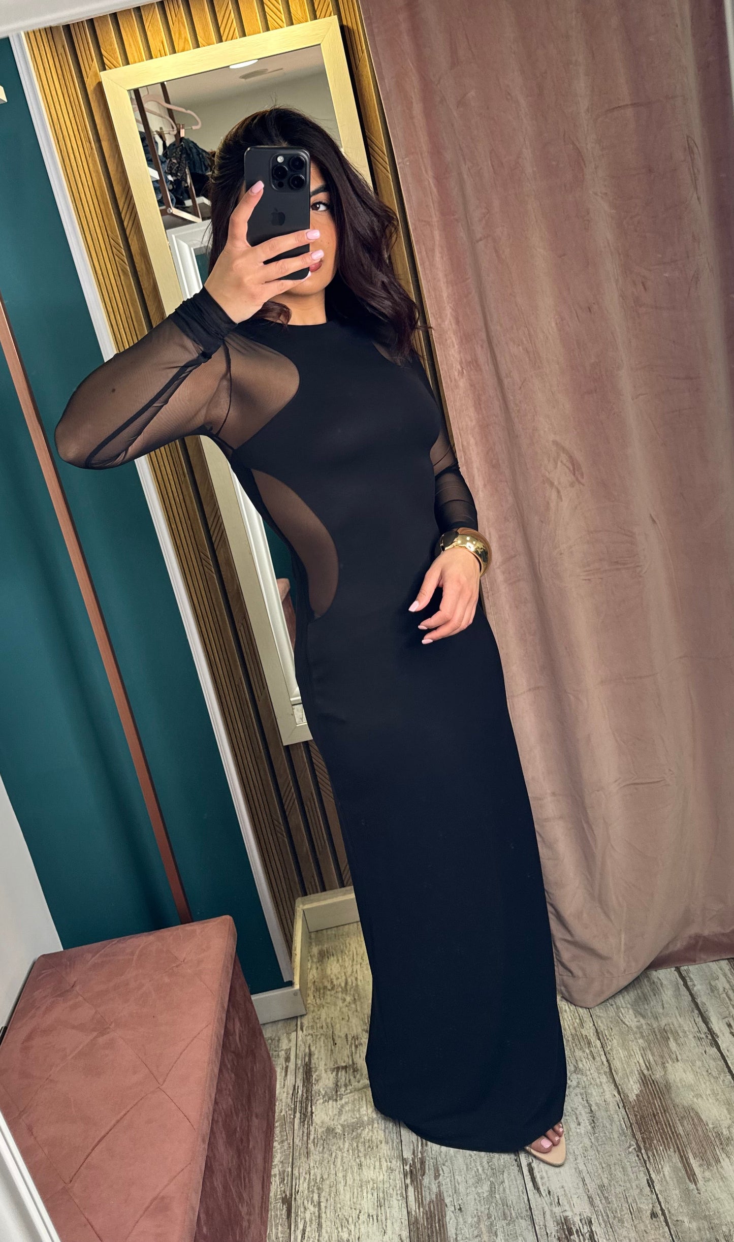 Vestito lungo nero lumina