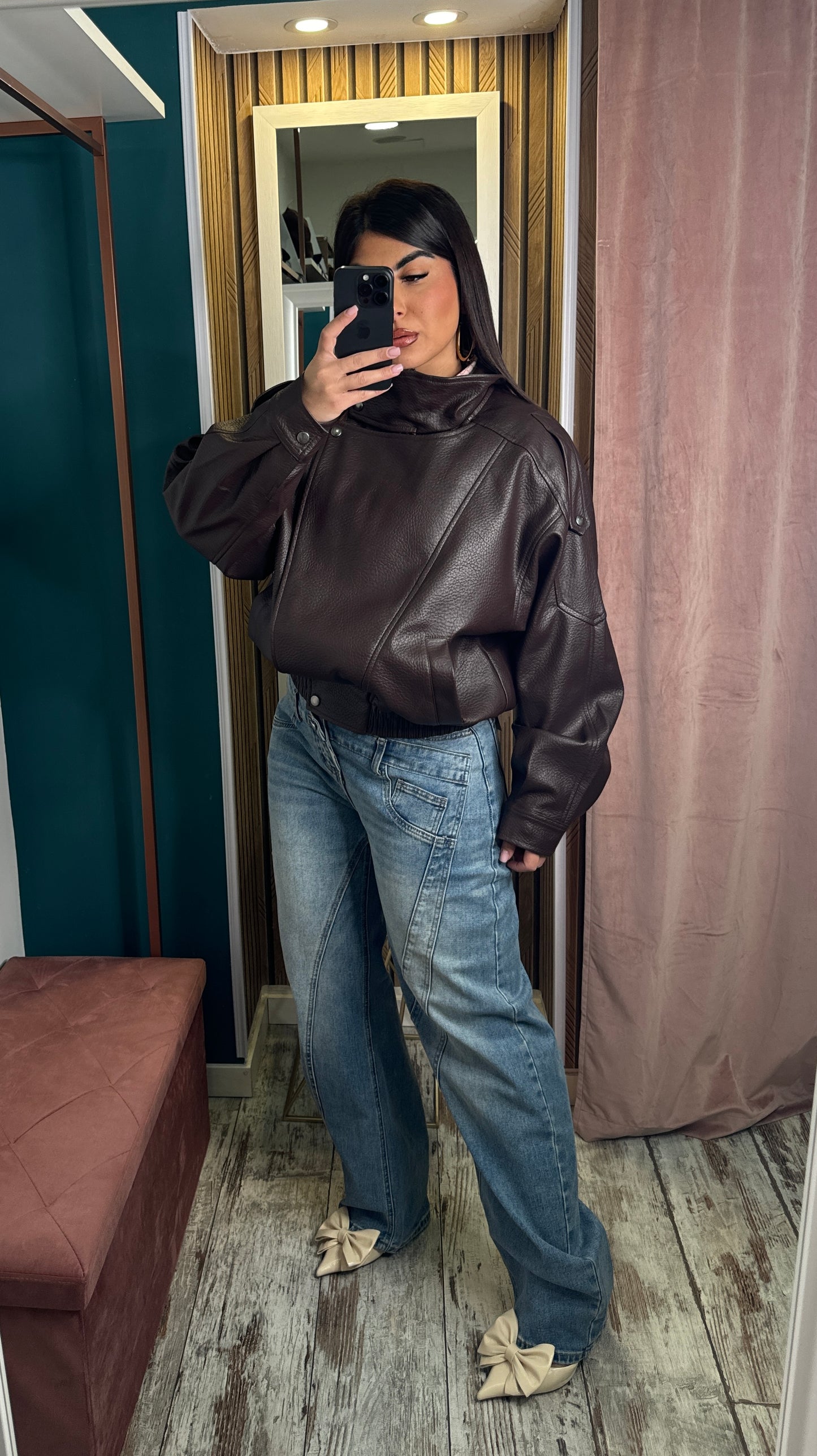 Bomber ecopelle martellato