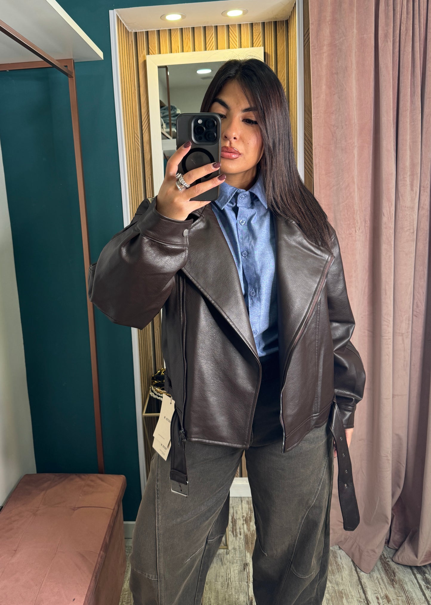 Giubbino Biker marrone