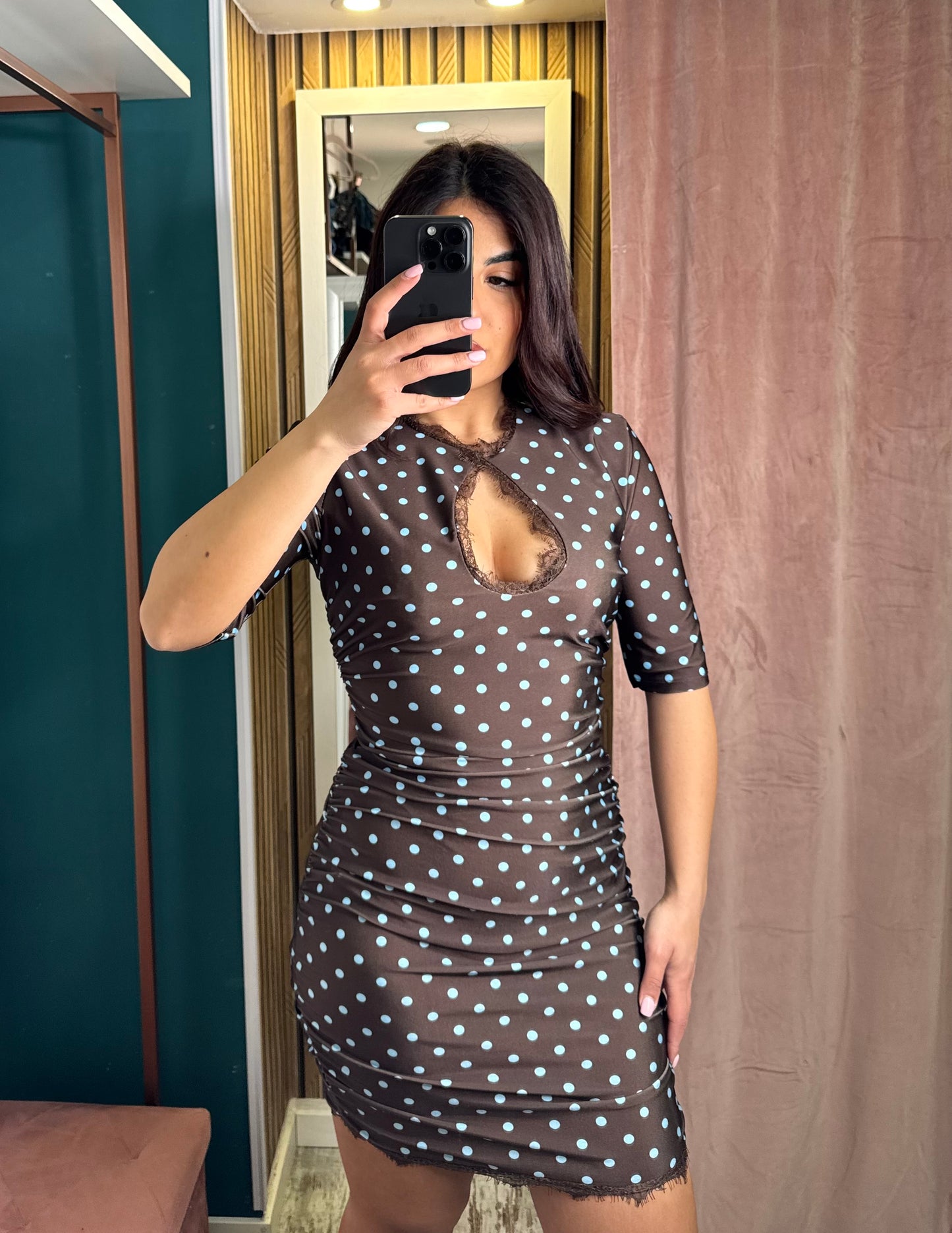 Vestito corto lycra pois