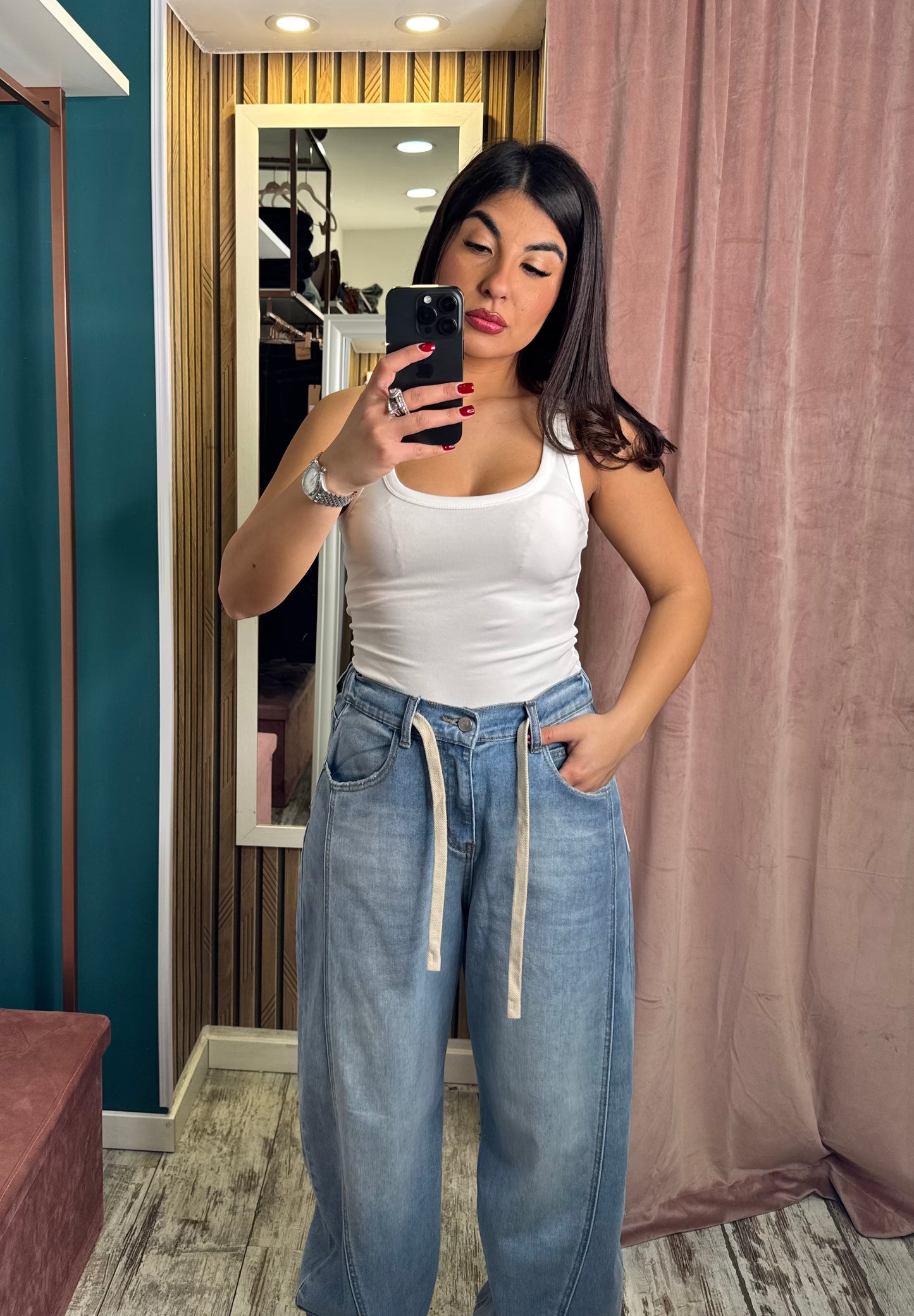 Jeans sky laccetto