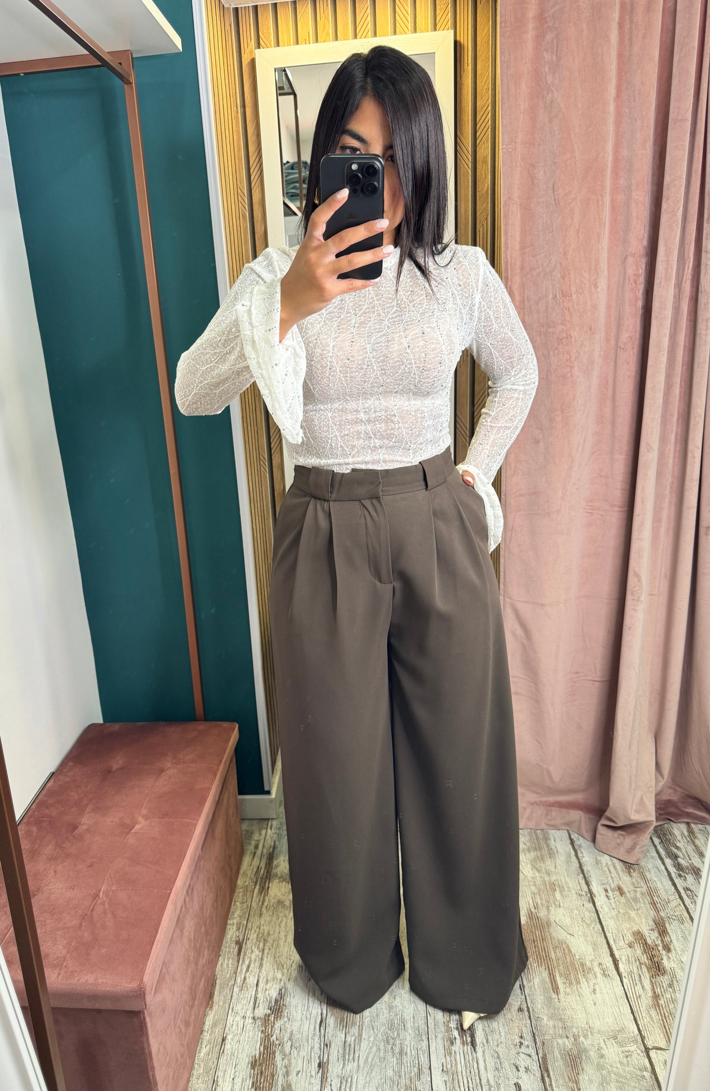 Pantaloni marroni palazzo