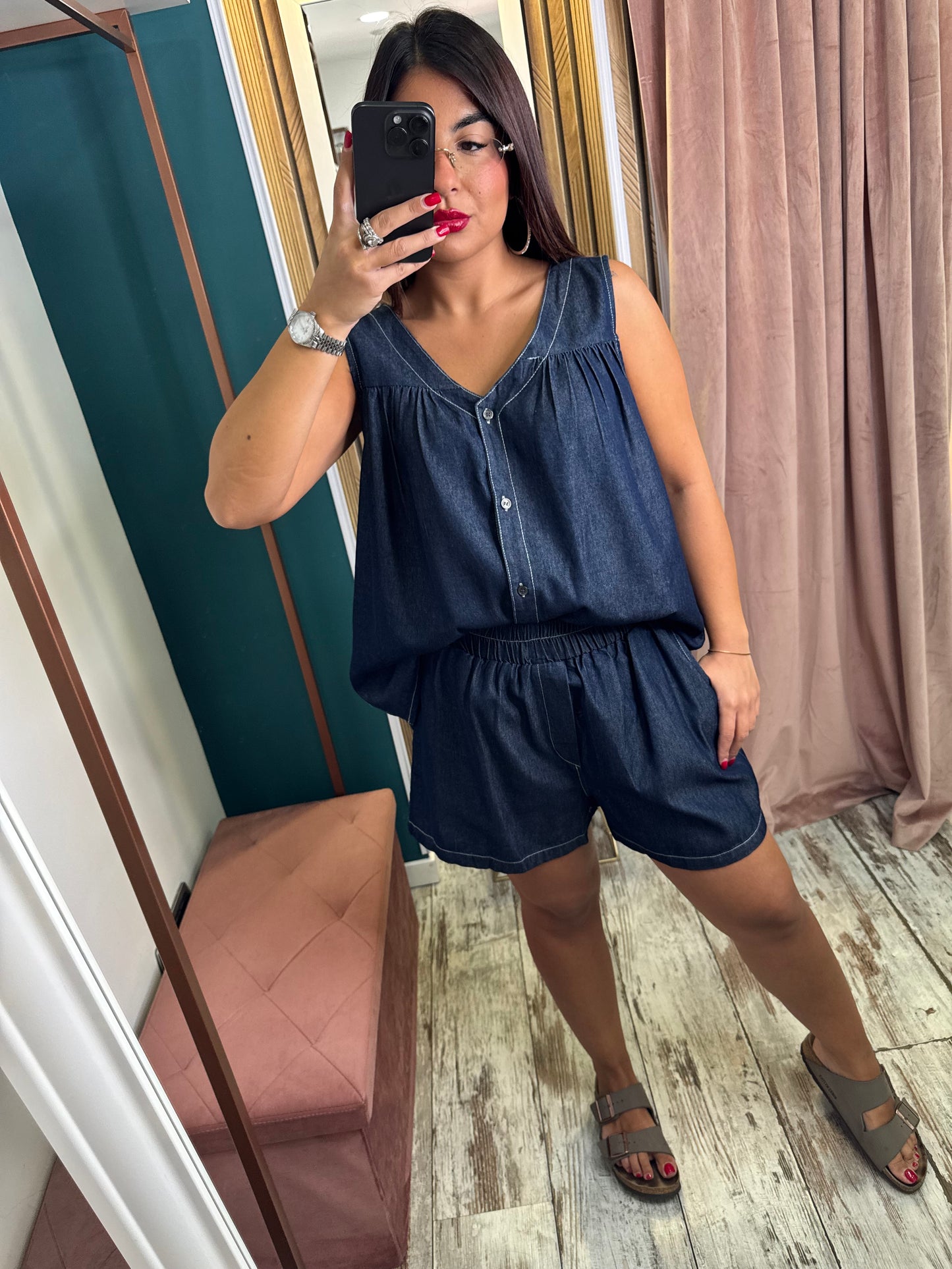 Cordset denim blu