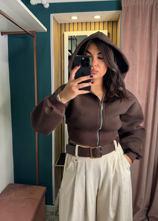 Felpa crop cappuccio