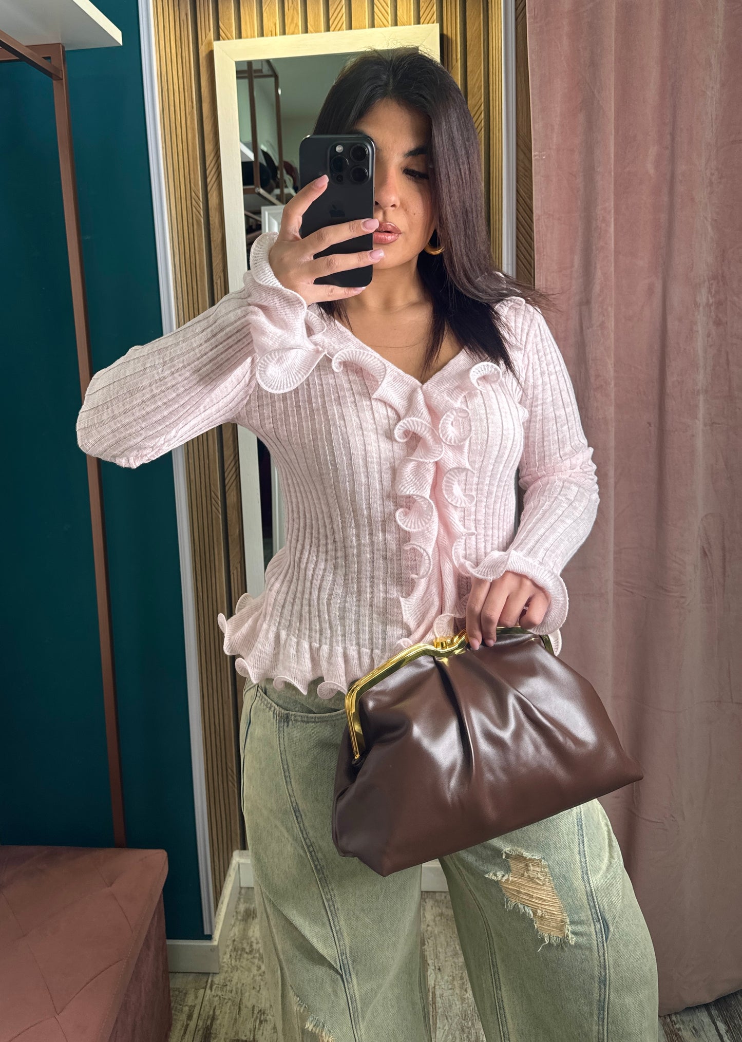 Borsa clutch marrone