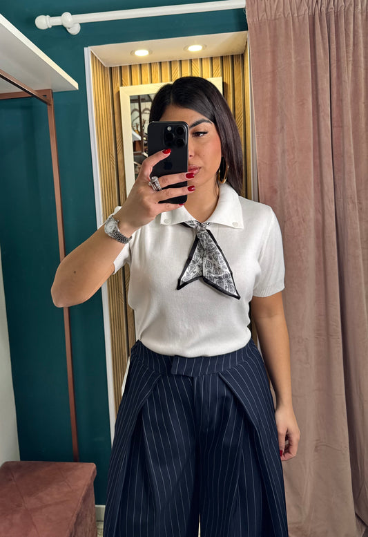 Polo filo bianca con foulard