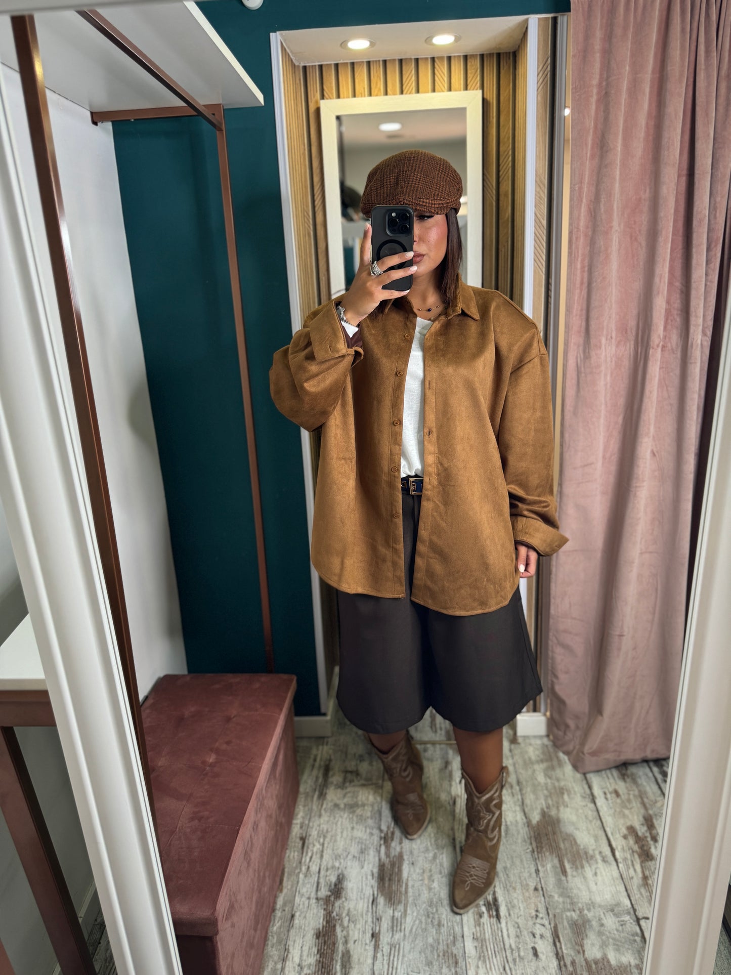 Maxi Camicia scamosciata