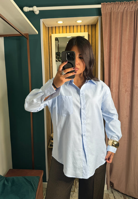 Camicia tinta unita azzurra