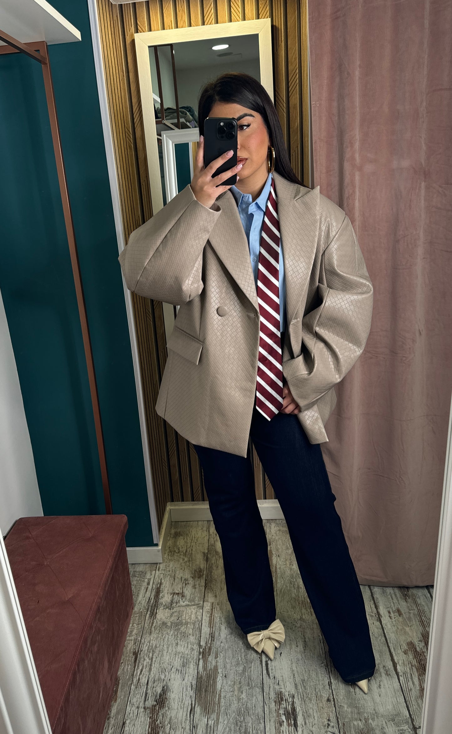 Blazer lumina ecopelle beige